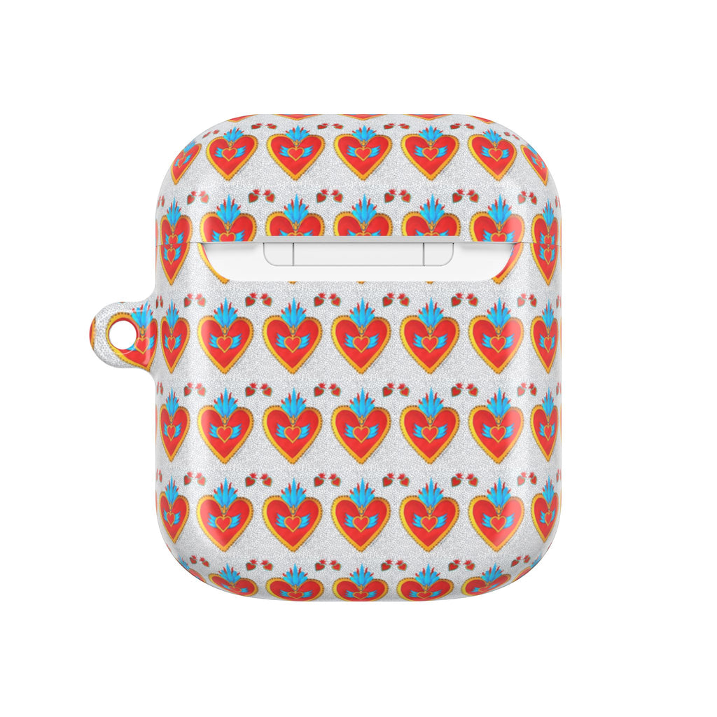 Heart Pattern AirPod Case — Colorful Folk Art Hearts Protective Cover