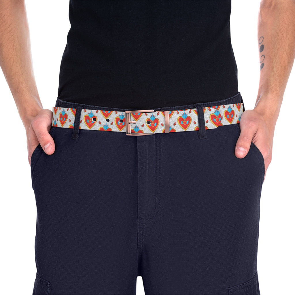 Heart Folk Art Belt — Colorful Sacred Heart Pattern Accessory