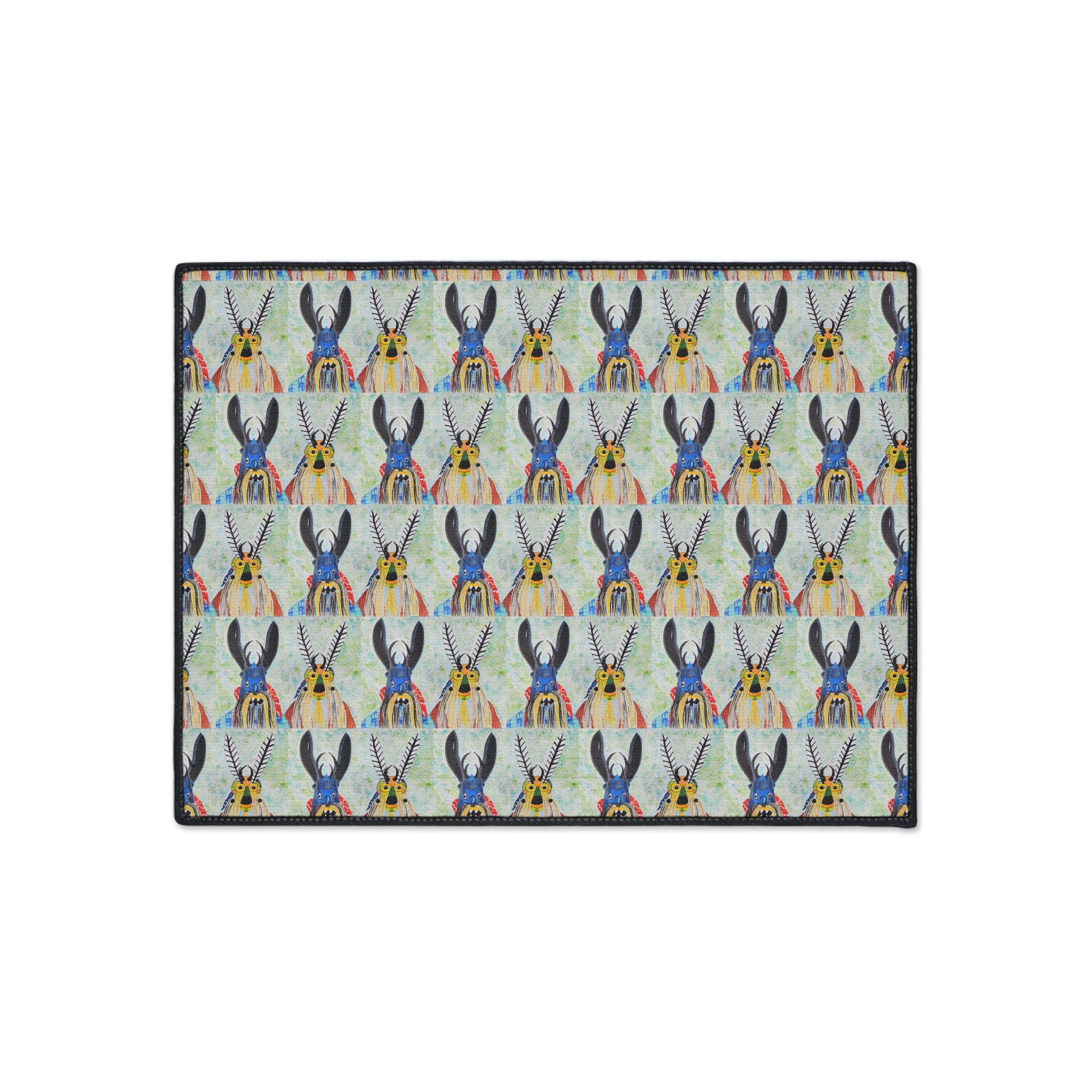 Donkey Pattern Heavy Duty Floor Mat — Colorful Southwestern Donkey Repeat Rug for Entryway & Kitchen