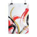Abstract Red & Gold Brushstroke Satin Poster — Modern Wall Art Print