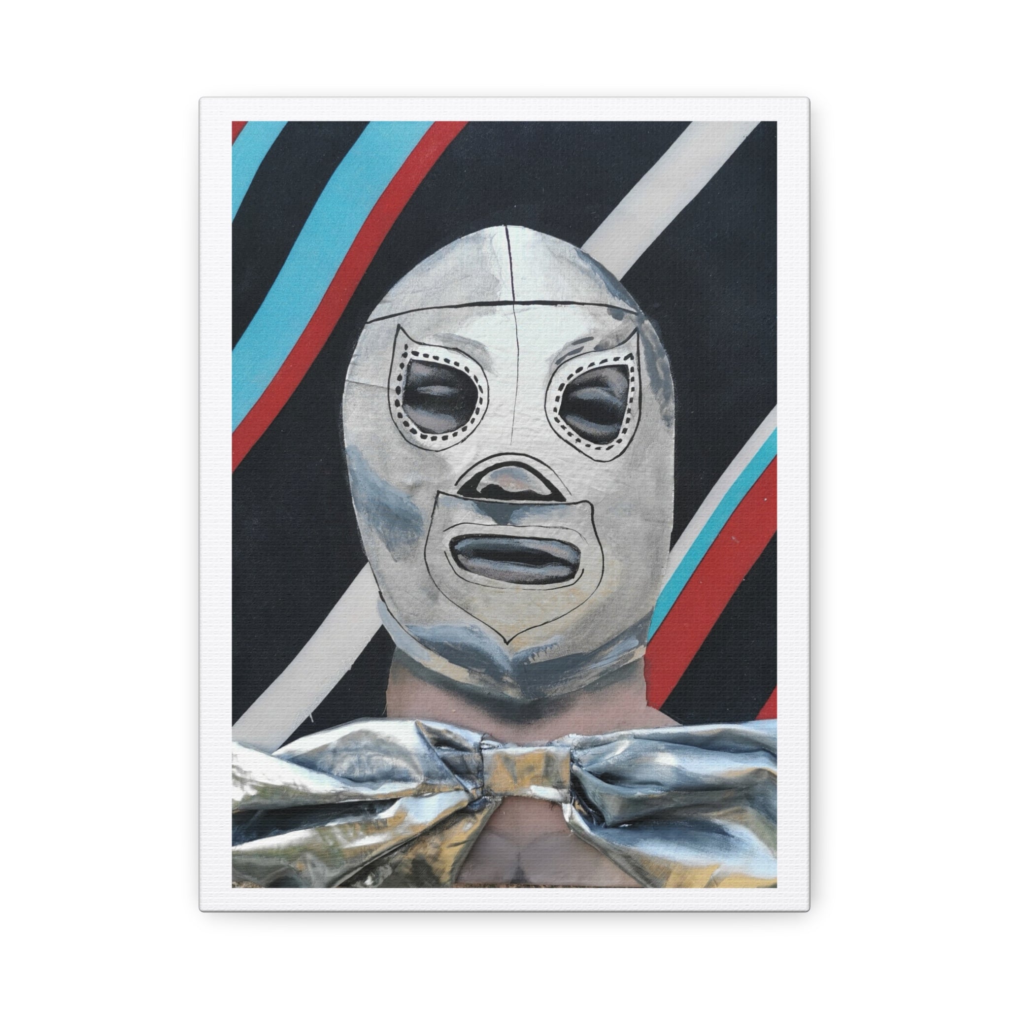 "El Santo" Luchador Mask Art Canvas – Silver Wrestler Stretched Matte Print