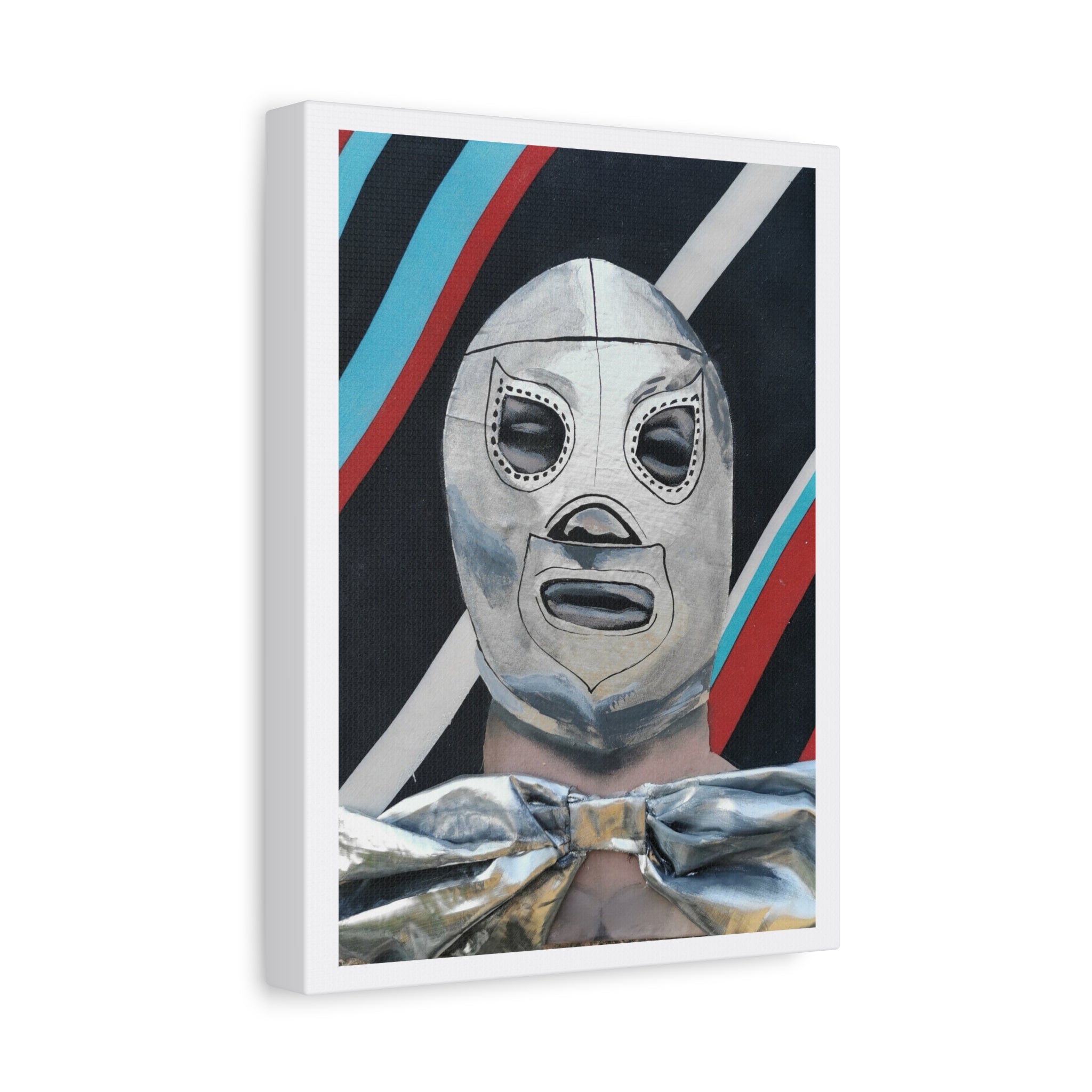 "El Santo" Luchador Mask Art Canvas – Silver Wrestler Stretched Matte Print