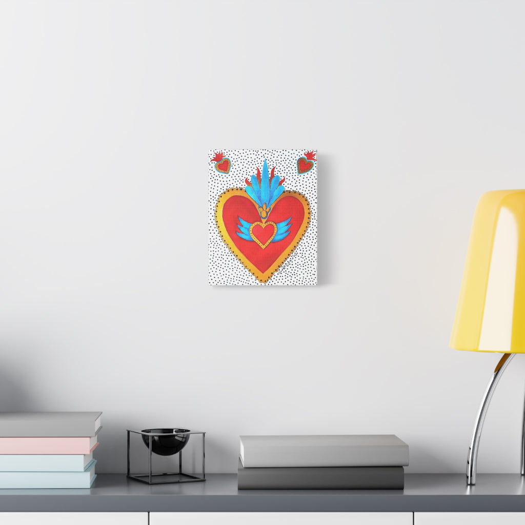 "Corazon de hojalata" Tableau imprimé Cœur Sacré d'art populaire — Décoration murale Cœur rouge et or éclatant