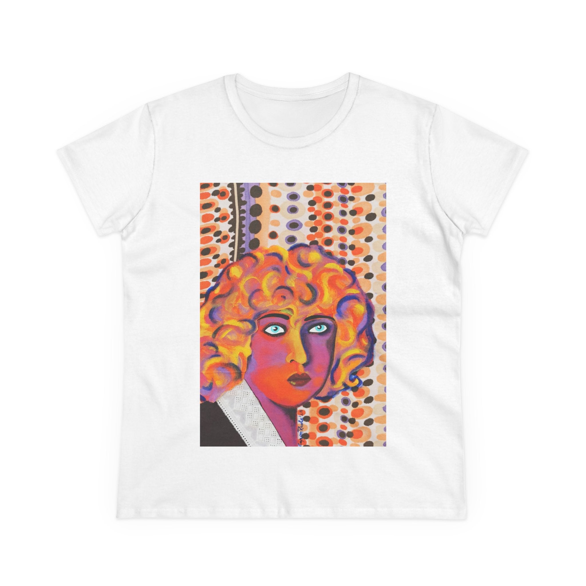 Artistic Nahui Olin Portrait Tee — Vibrant Pop Art Woman Graphic T‑Shirt