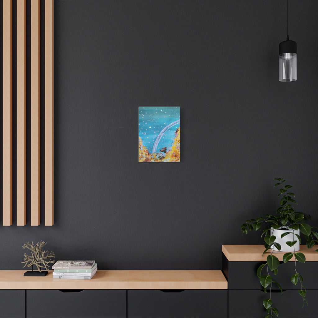 Abstract Ocean Arch Canvas - Teal & Gold Wall Art