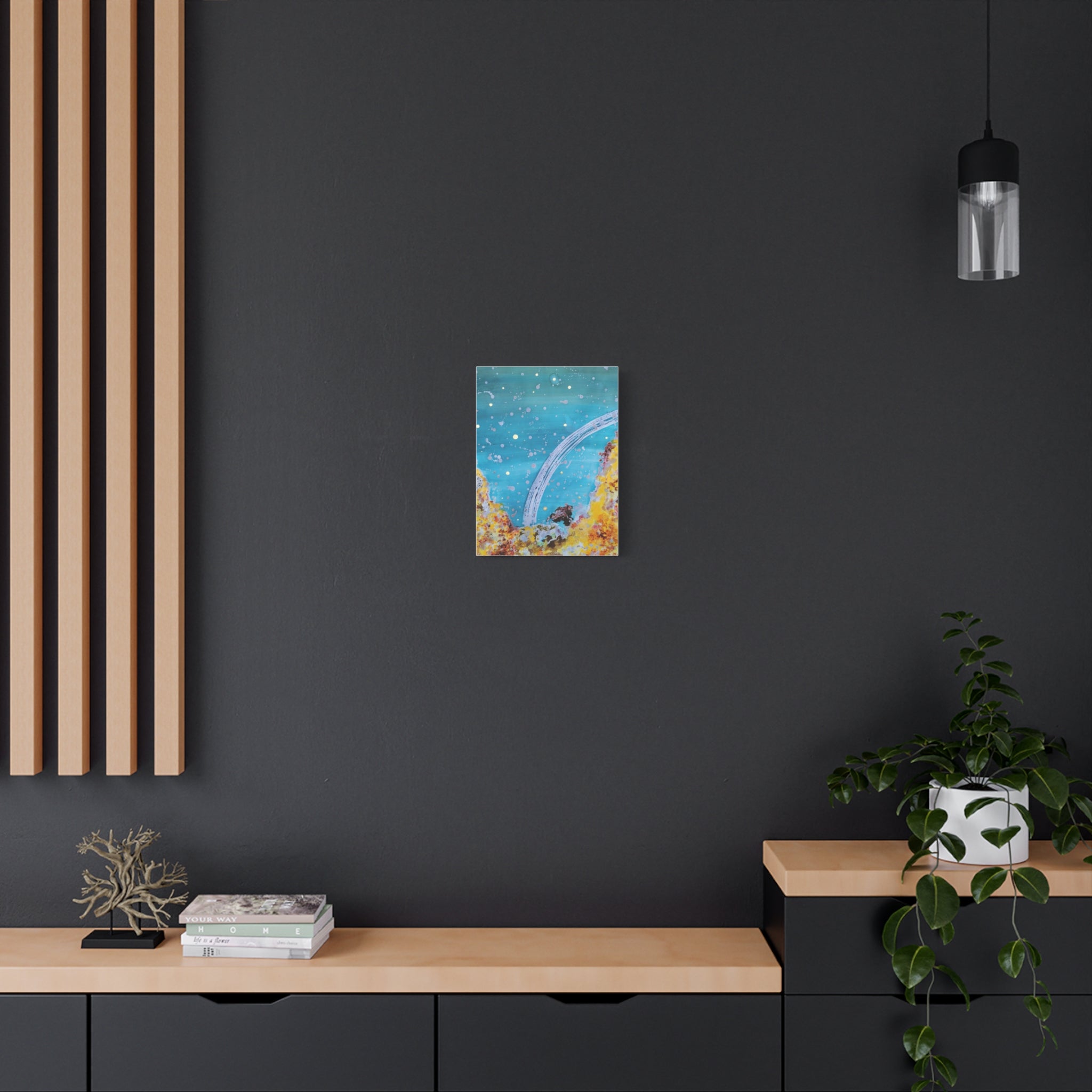 Abstract Ocean Arch Canvas - Teal & Gold Wall Art