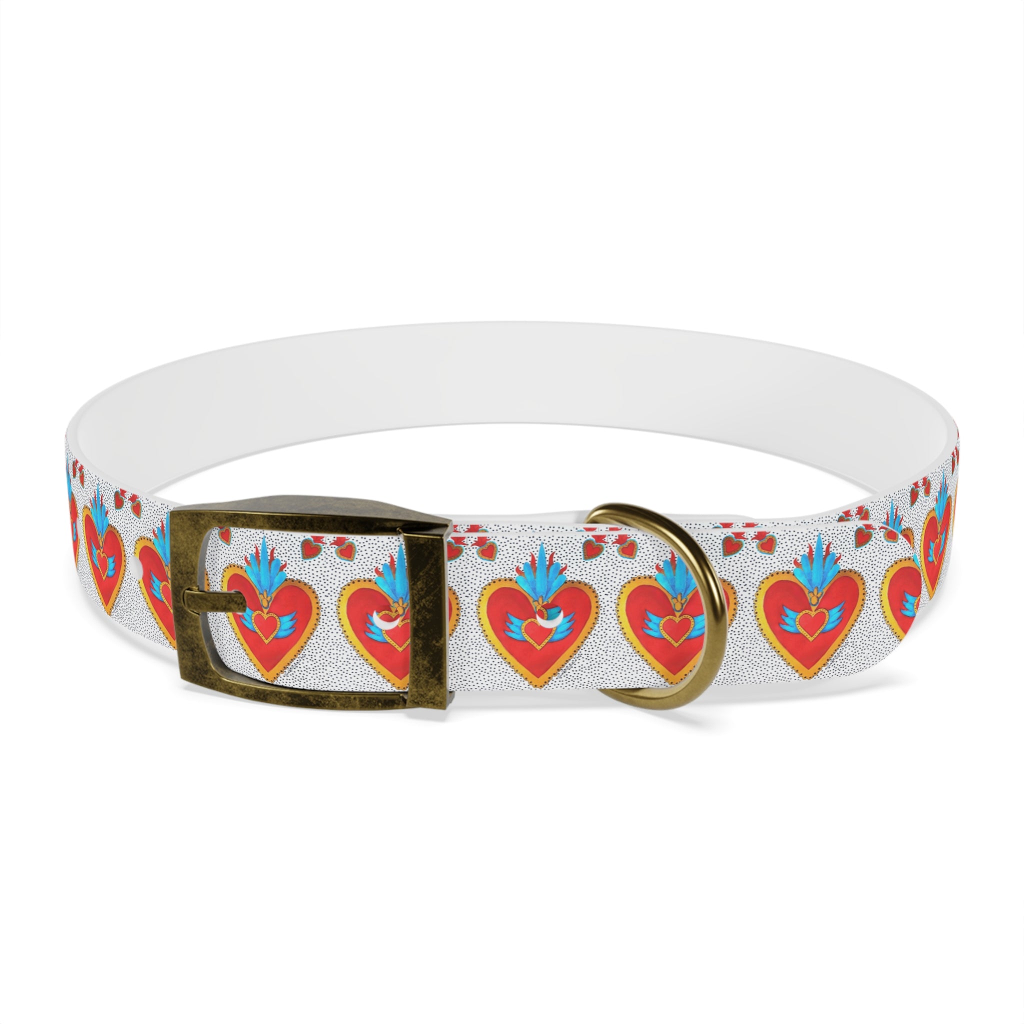 Collier pour chien motif Sacré-Cœur — Motif cœur coloré d'art populaire pour animaux de compagnie