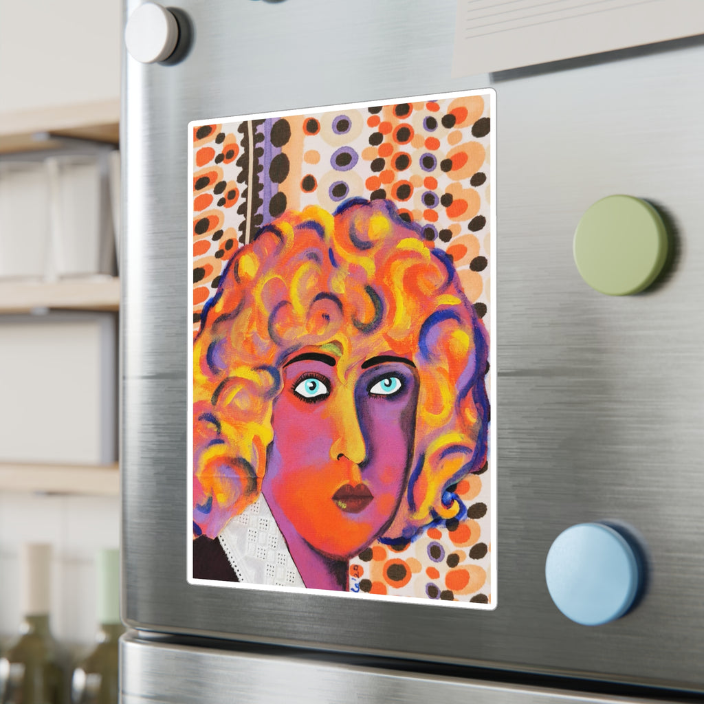Retro Pop Art Face Vinyl Sticker – Kiss-Cut Decorative Decal