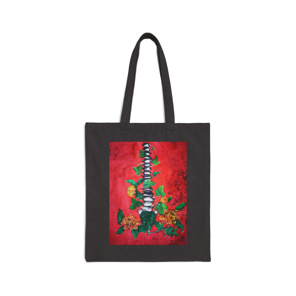 Tote Bag — Gothic Floral Spine Print Cotton Canvas Tote