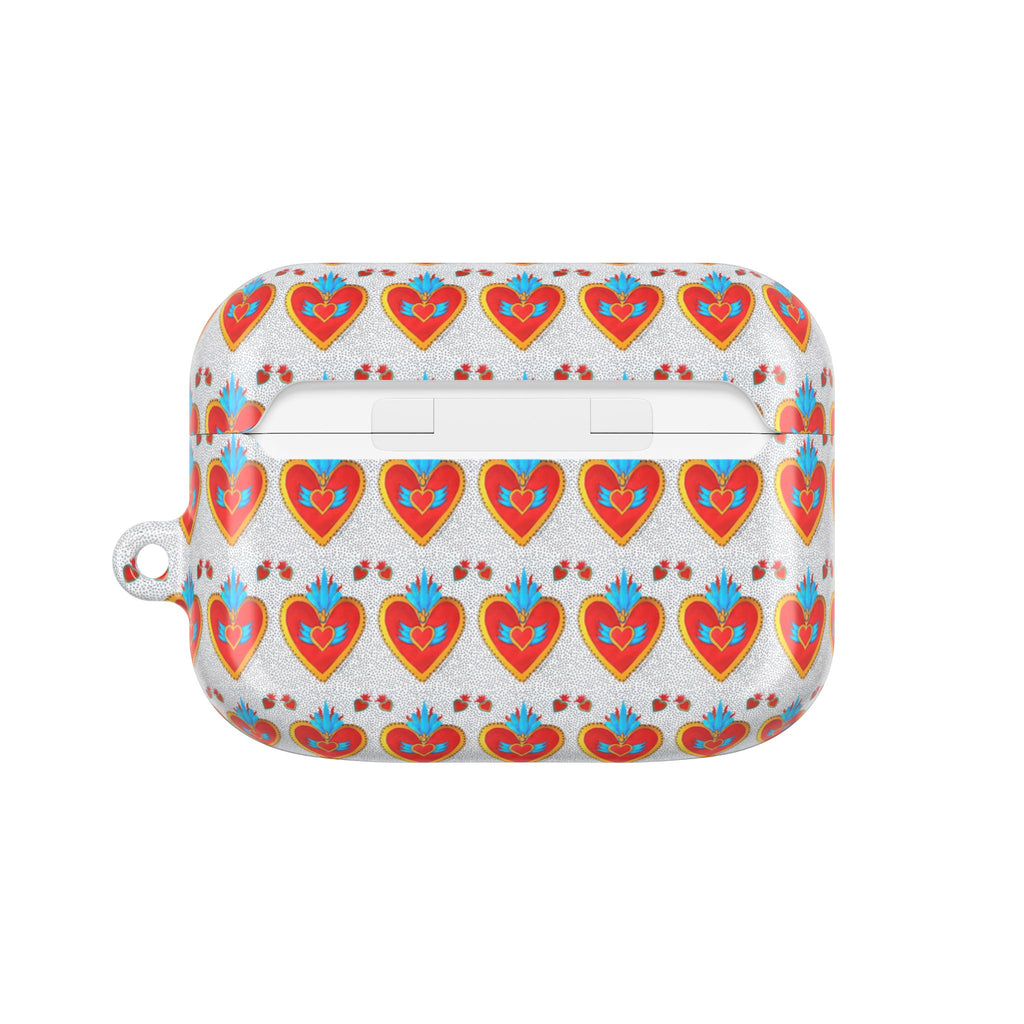 Heart Pattern AirPod Case — Colorful Folk Art Hearts Protective Cover