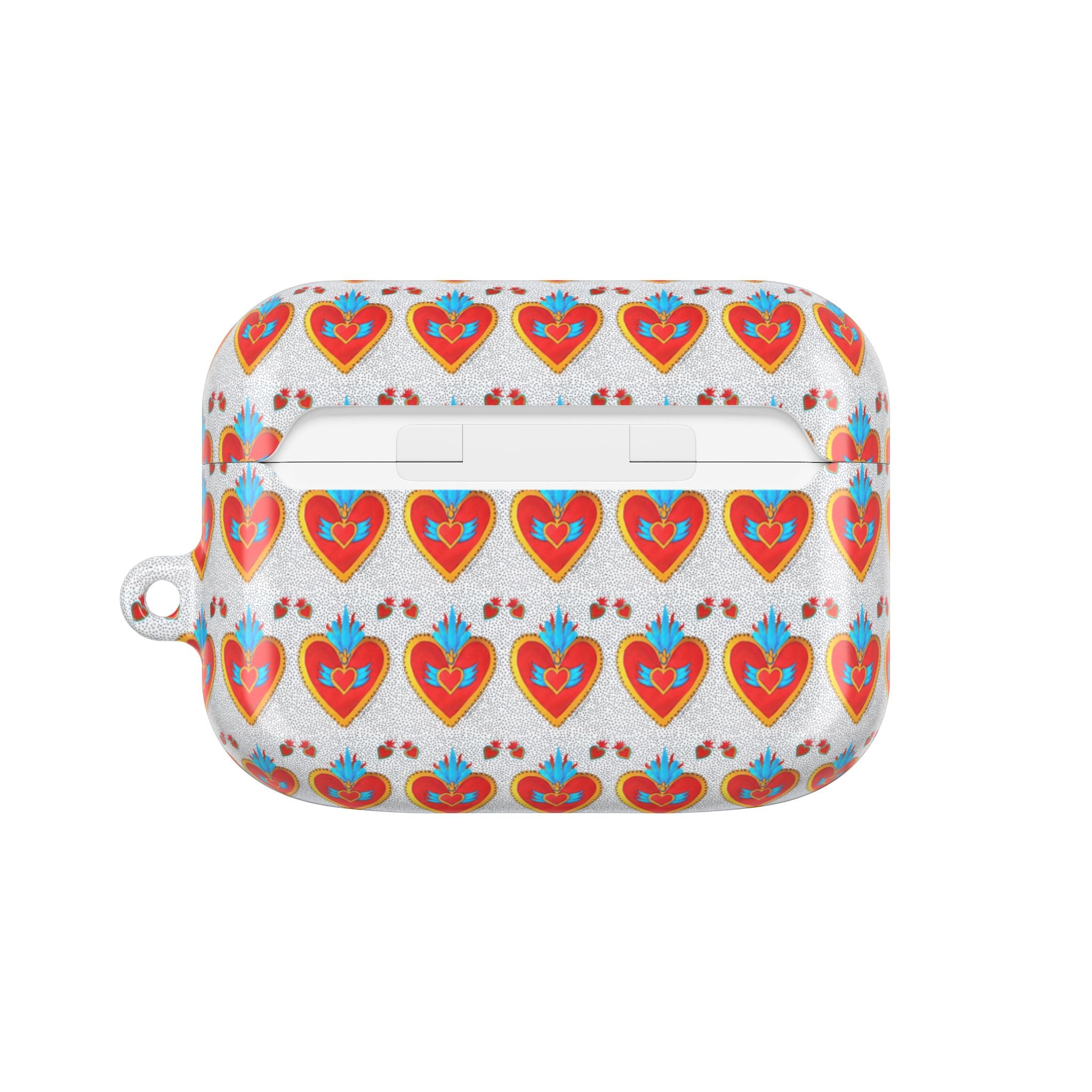 Heart Pattern AirPod Case — Colorful Folk Art Hearts Protective Cover