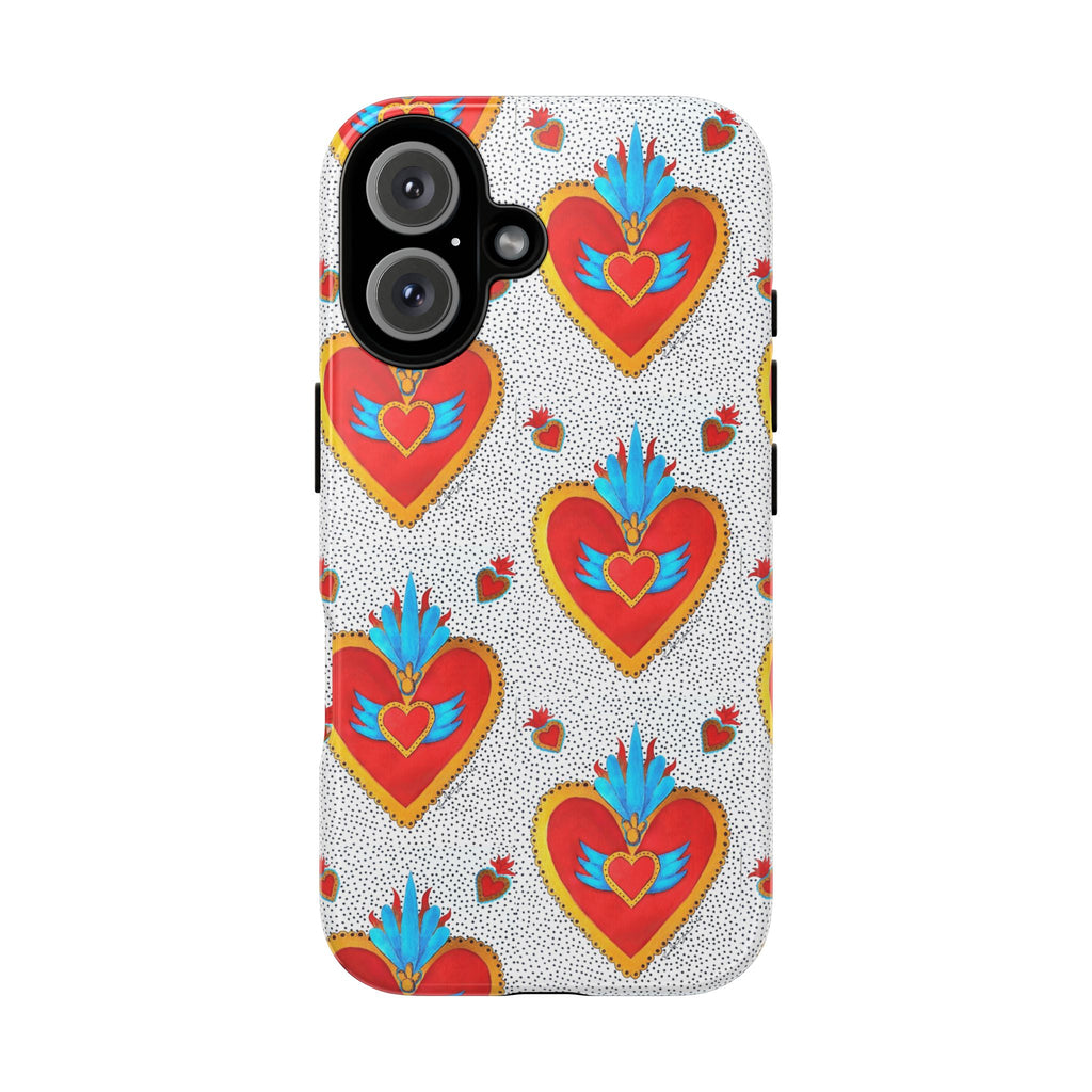 Phone Case — Red Sacred Heart Pattern Protective Tough Case