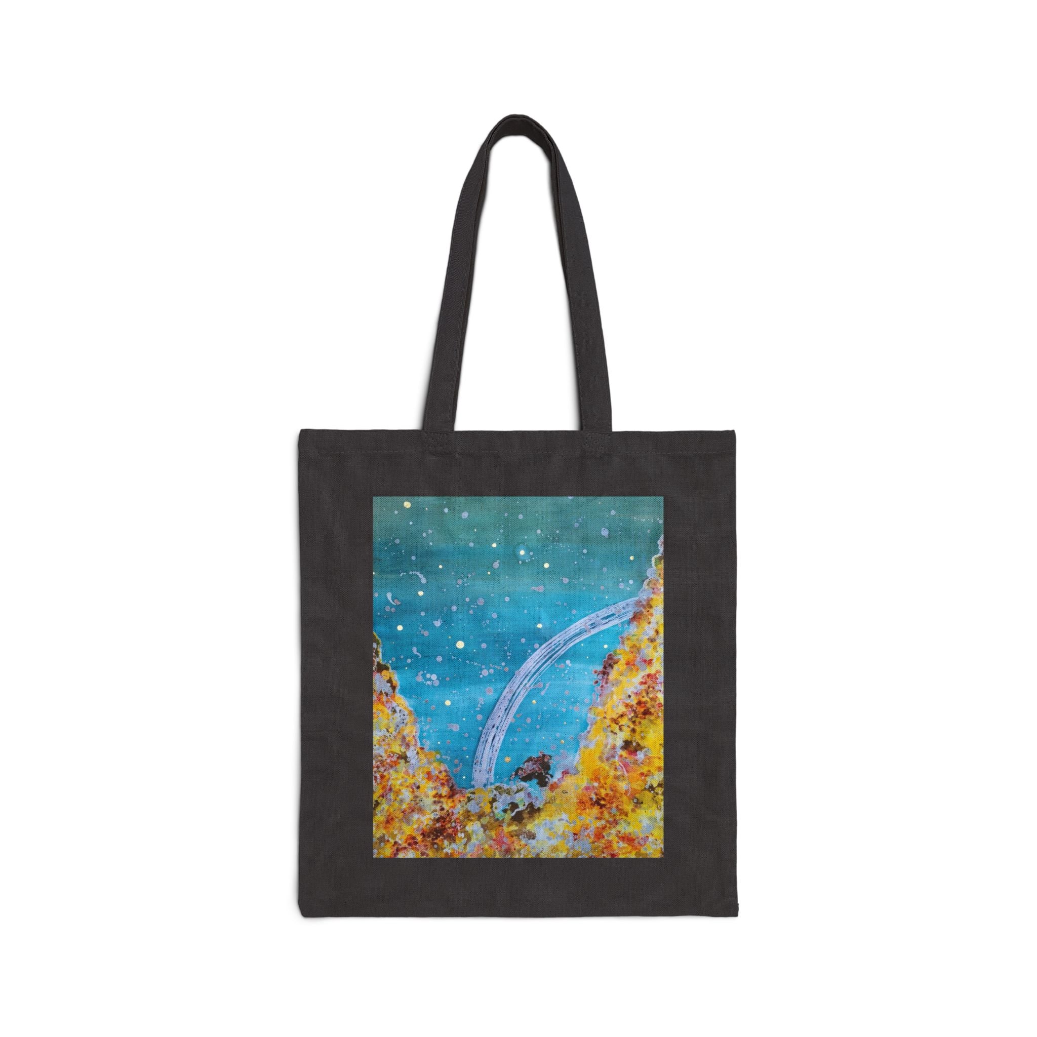 Ocean Arch Canvas Tote — Watercolor Whale Tail Beach Bag