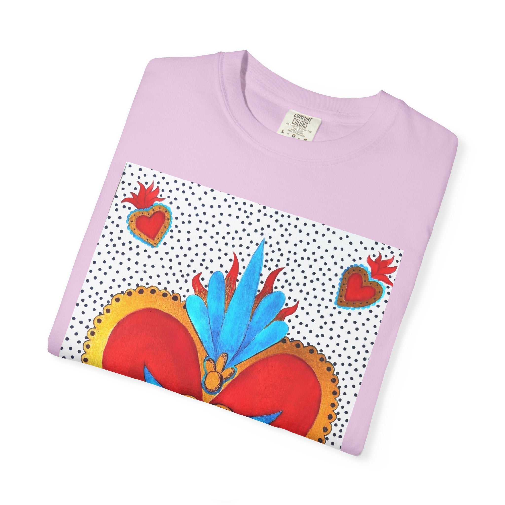 T-shirt Cœur Sacré ailé — Motif d'art populaire mexicain coloré