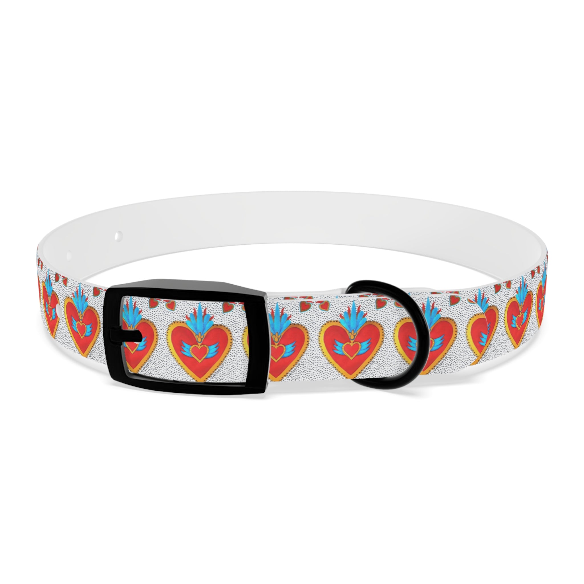 Collier pour chien motif Sacré-Cœur — Motif cœur coloré d'art populaire pour animaux de compagnie