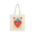 Sacred Heart Canvas Tote Bag – Vibrant Folk Art Love Design