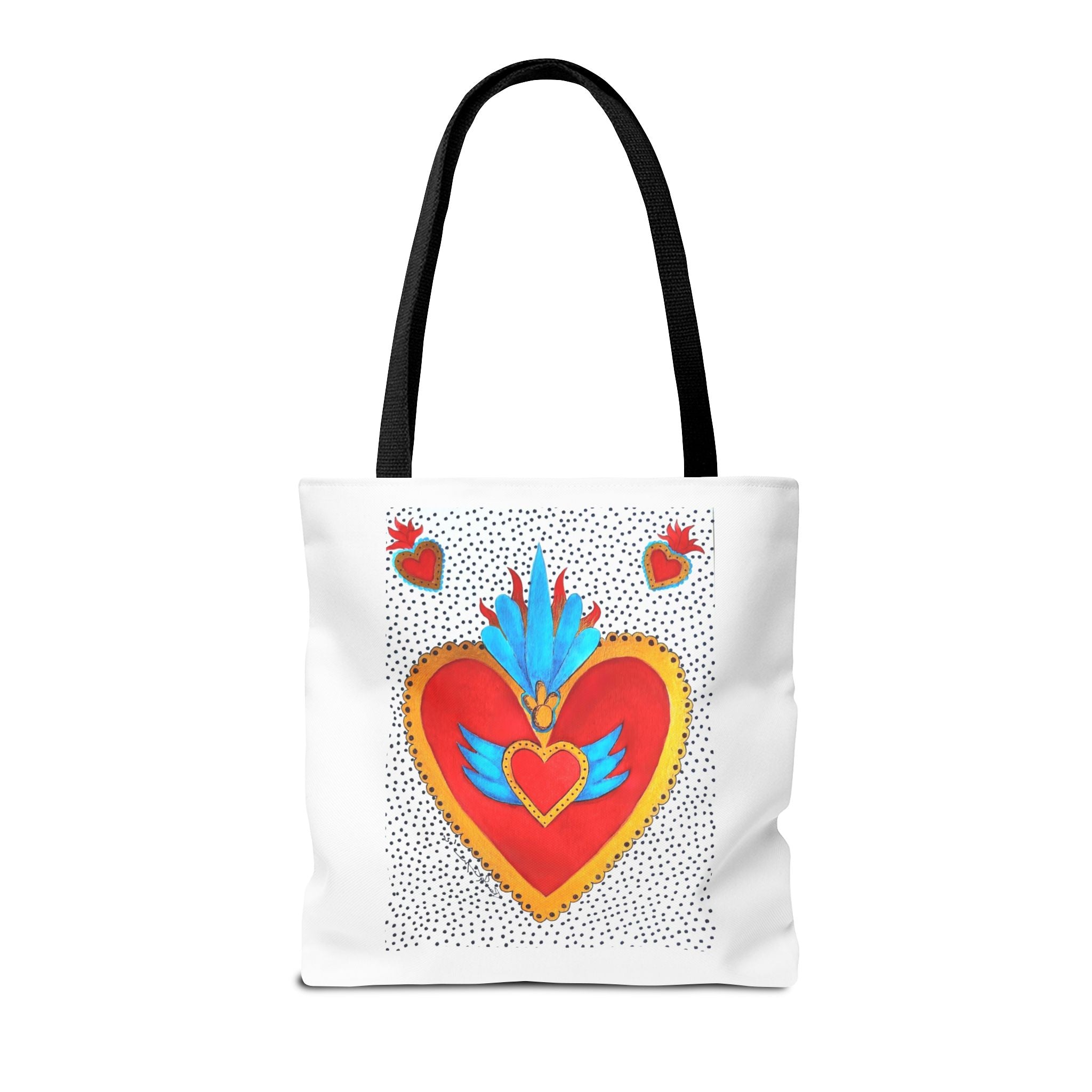 Sacred Heart Tote Bag — Colorful Folk Art Heart Design