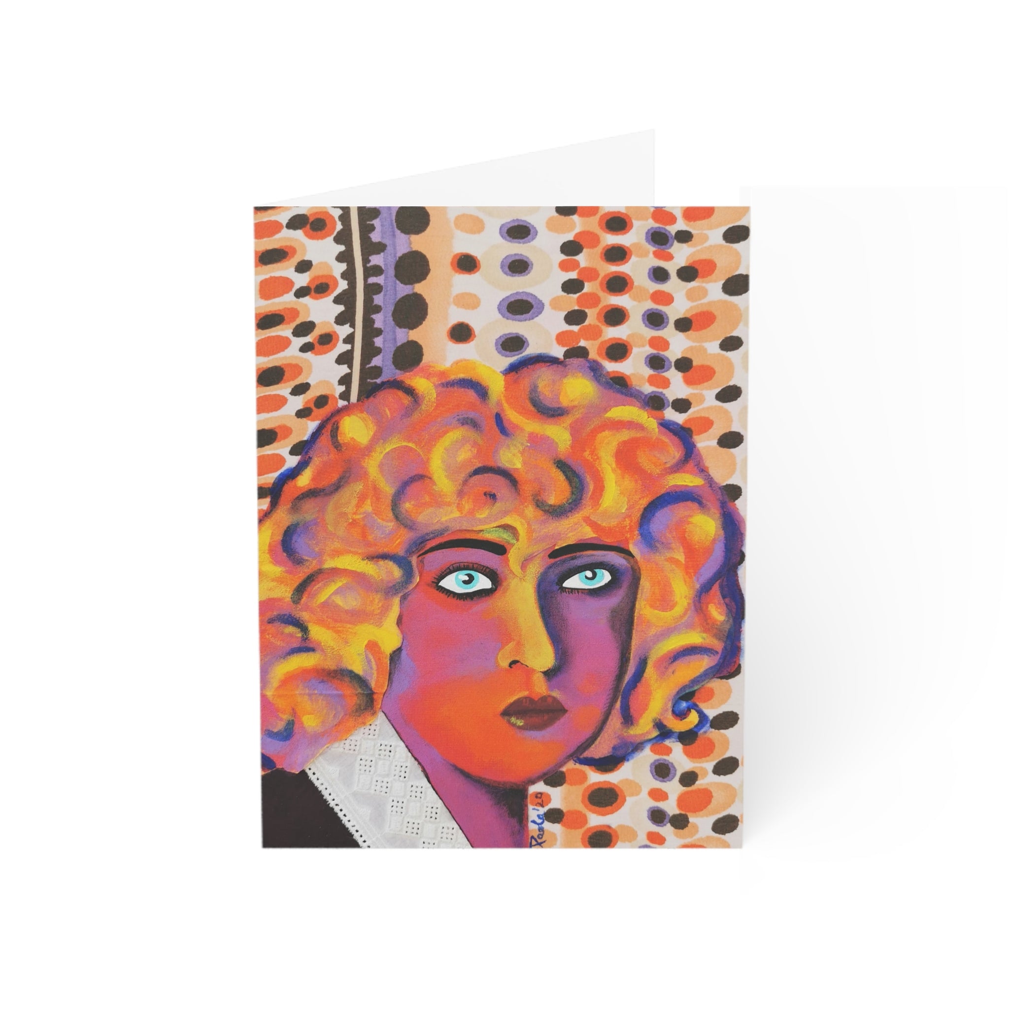 Abstract Pop Portrait Greeting Card — Vibrant Art Note Cards (1/10/30/50 pcs)