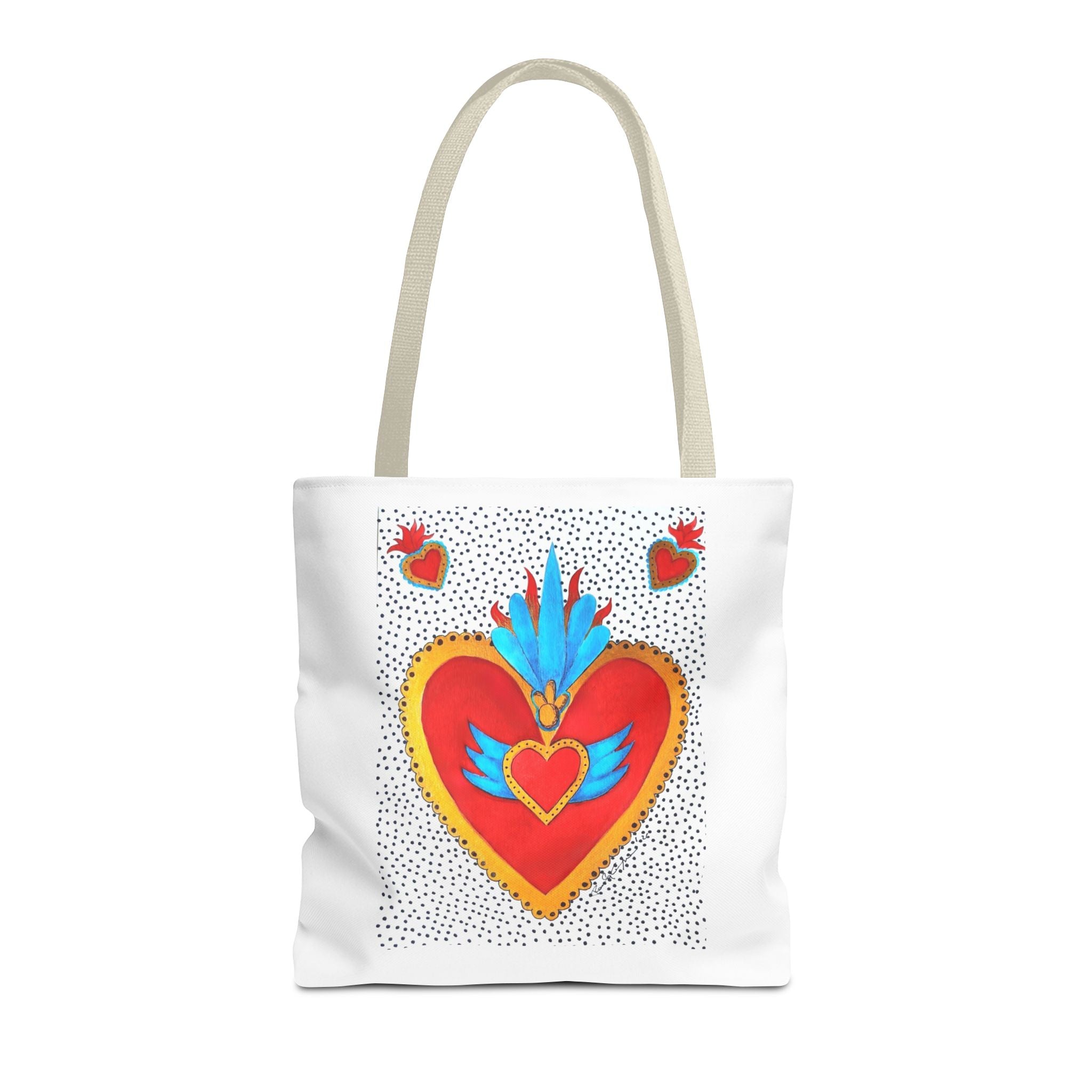 Sacred Heart Tote Bag — Colorful Folk Art Heart Design