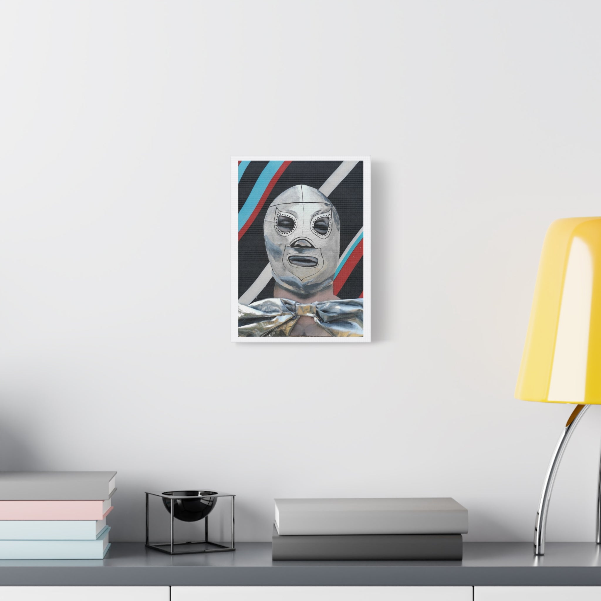 "El Santo" Luchador Mask Art Canvas – Silver Wrestler Stretched Matte Print