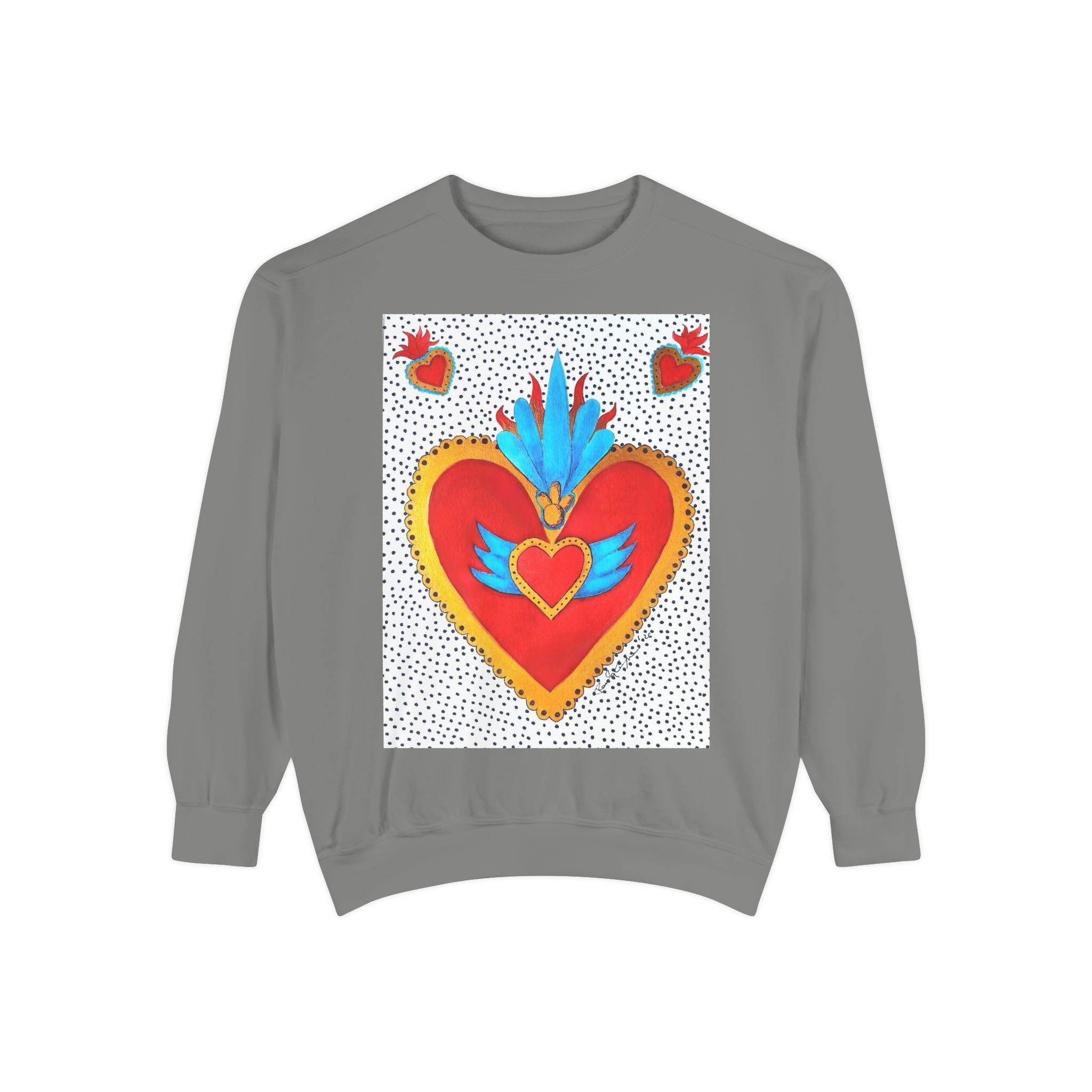 Sweat-shirt Sacré-Cœur — Col rond Cœur d'art populaire coloré