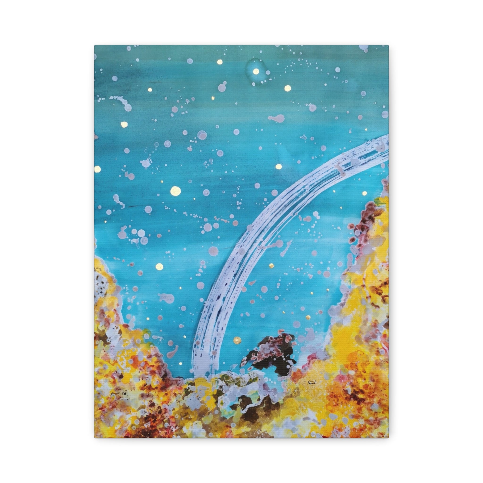 Abstract Ocean Arch Canvas - Teal & Gold Wall Art