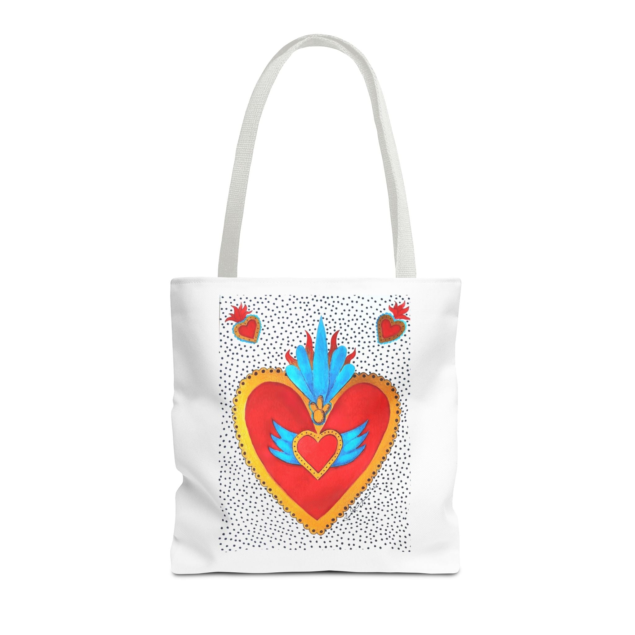 Sacred Heart Tote Bag — Colorful Folk Art Heart Design