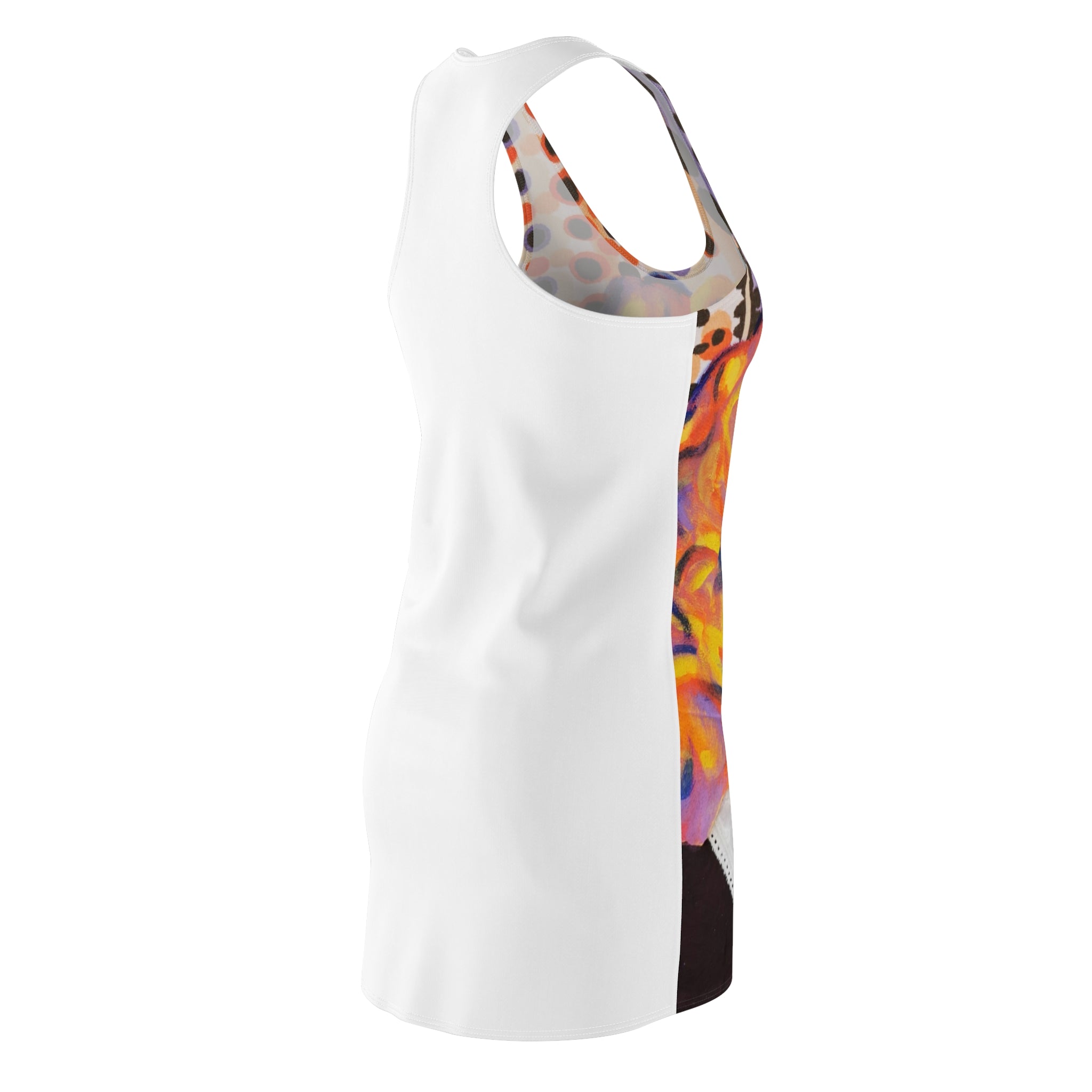 Abstract Pop Art Racerback Dress — Bold Colorful Portrait Print