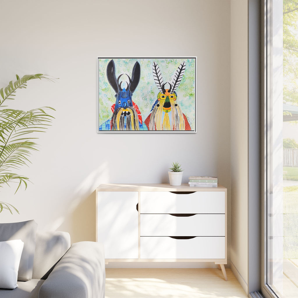 Colorful Folk Mask Matte Canvas Print (Framed)
