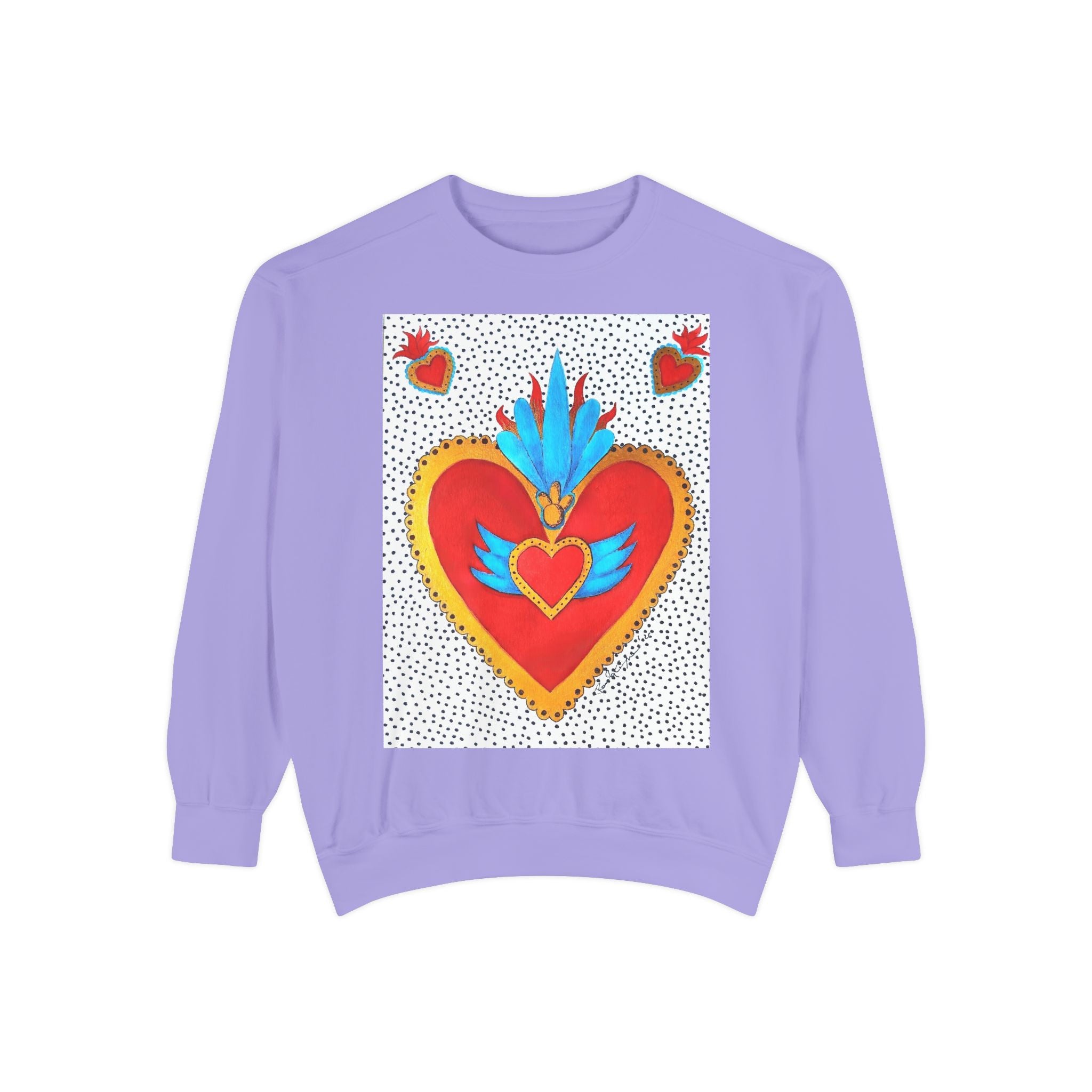 Sweat-shirt Sacré-Cœur — Col rond Cœur d'art populaire coloré