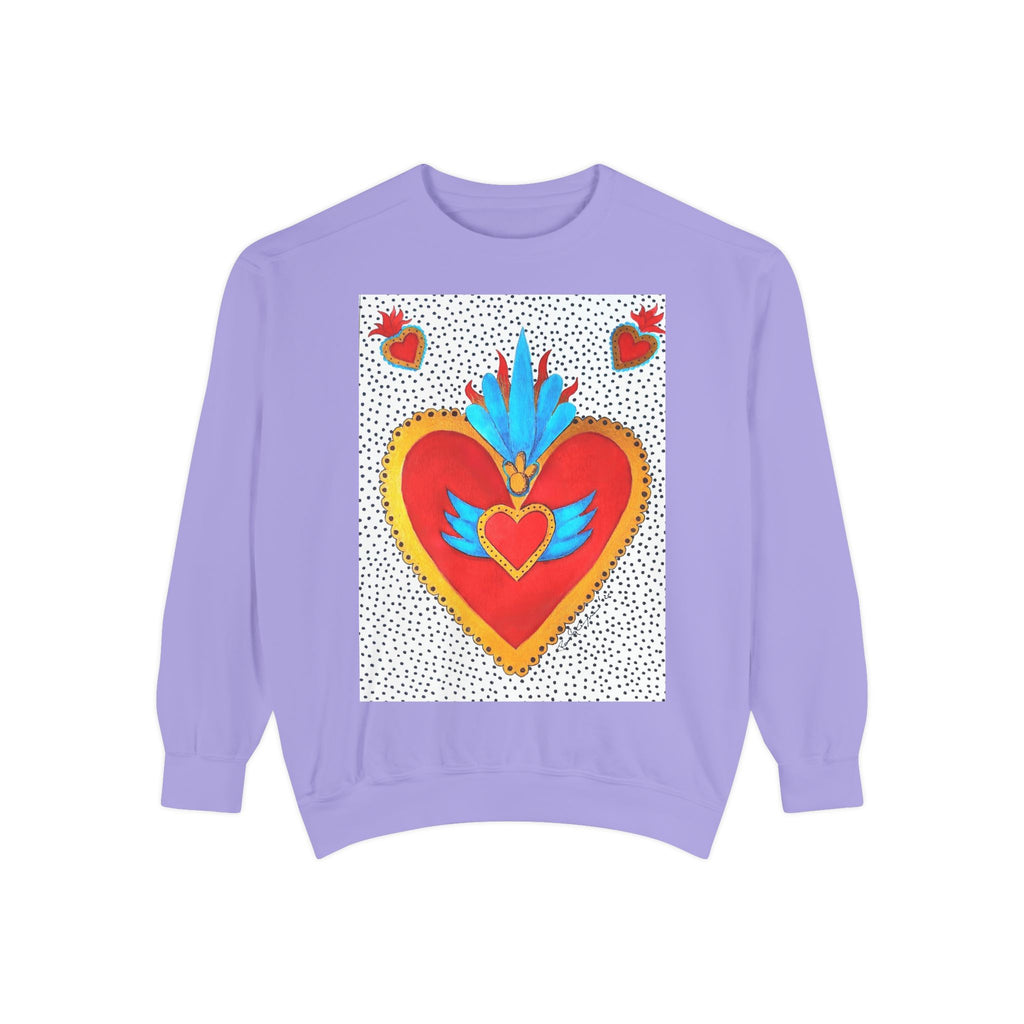 Sacred Heart Sweatshirt — Colorful Folk Art Heart Crewneck