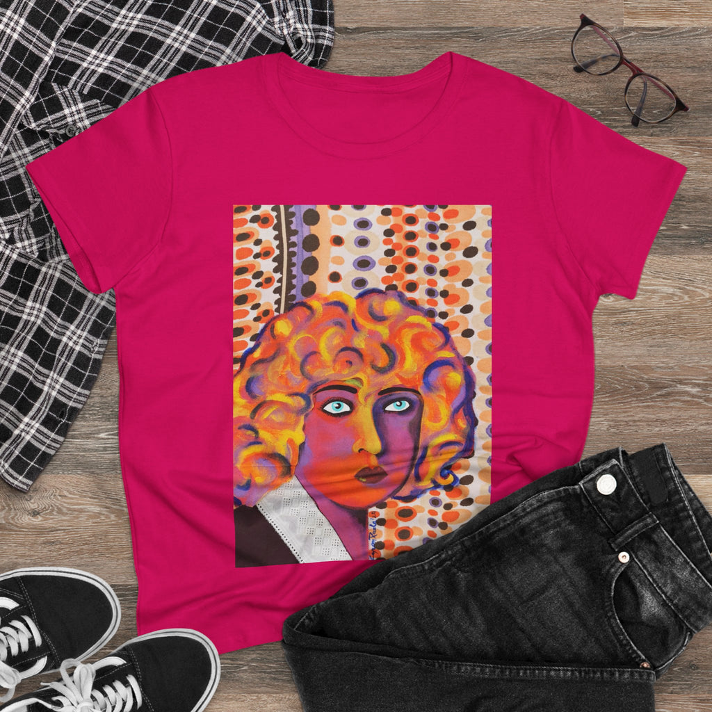 Artistic Nahui Olin Portrait Tee — Vibrant Pop Art Woman Graphic T‑Shirt