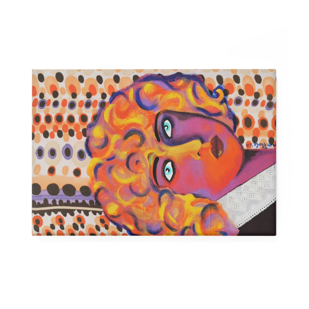 Retro Pop Art Rectangle Magnet Portrait of Nahui Olin — Colorful Woman Portrait