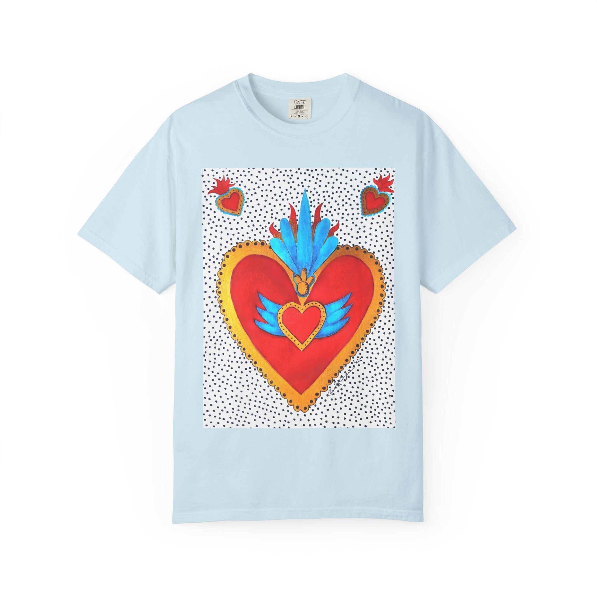 T-shirt Cœur Sacré ailé — Motif d'art populaire mexicain coloré