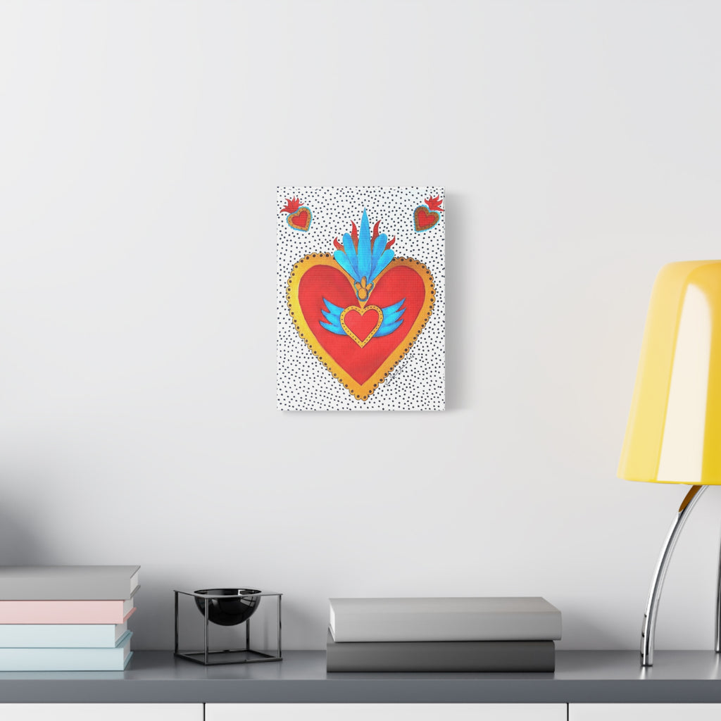 "Corazon de hojalata" Tableau imprimé Cœur Sacré d'art populaire — Décoration murale Cœur rouge et or éclatant