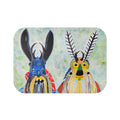 Whimsical Tribal Mask Bath Mat — Colorful Folk-Art Bathroom Rug
