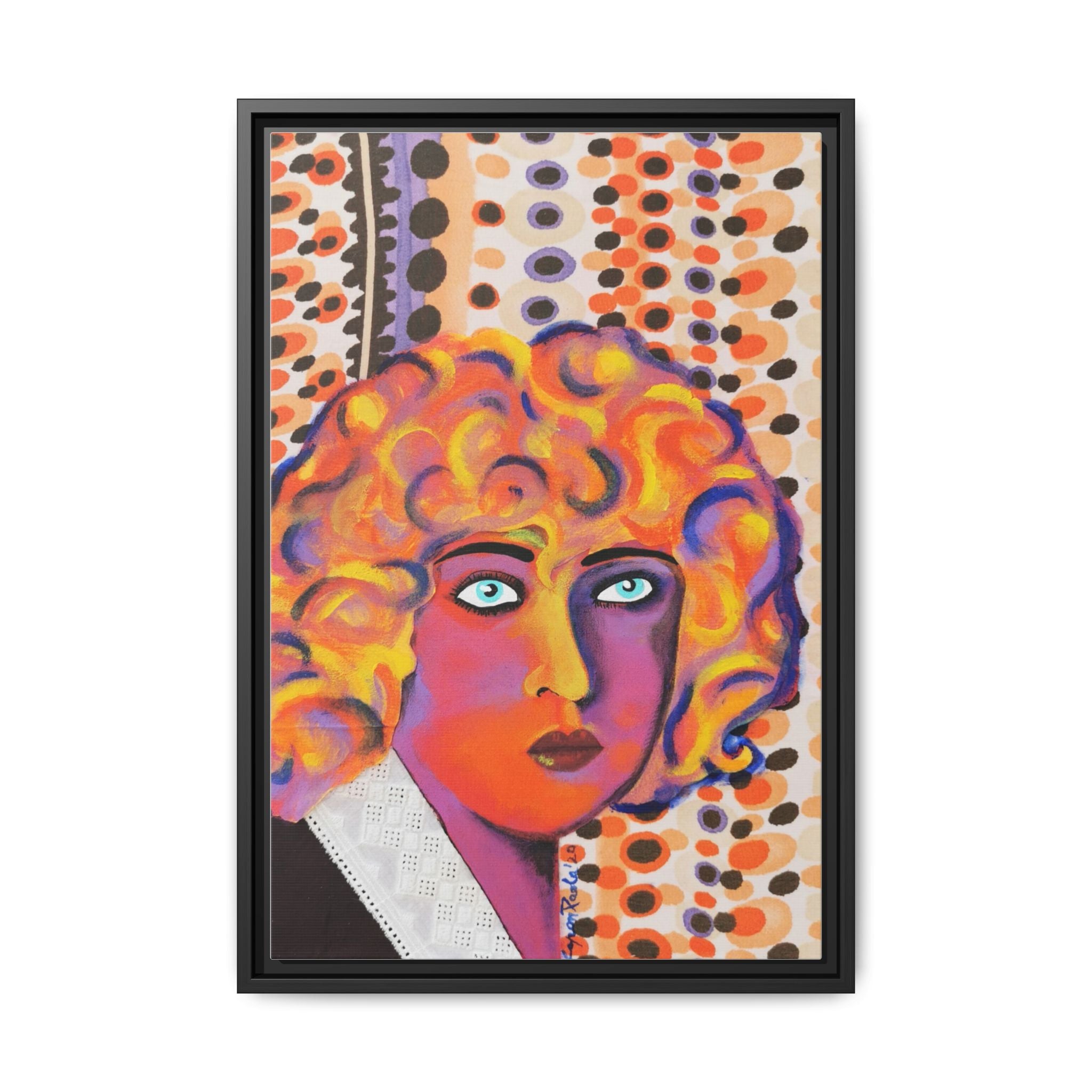 Framed Pop Art Nahui Olin's Portrait Canvas — Colorful Abstract Woman Wall Art