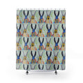 Boho Tribal Mask Pattern Shower Curtain — Colorful Folk Art Bathroom Decor