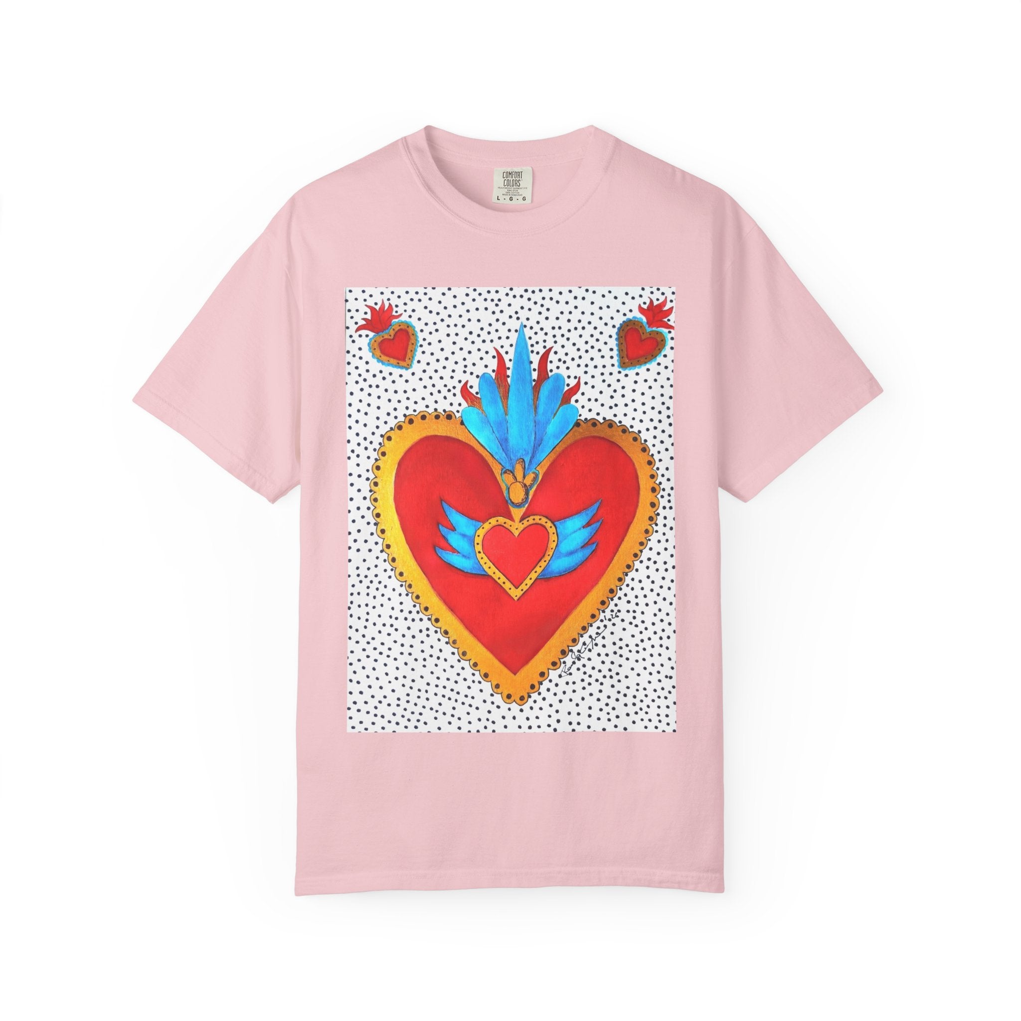 T-shirt Cœur Sacré ailé — Motif d'art populaire mexicain coloré