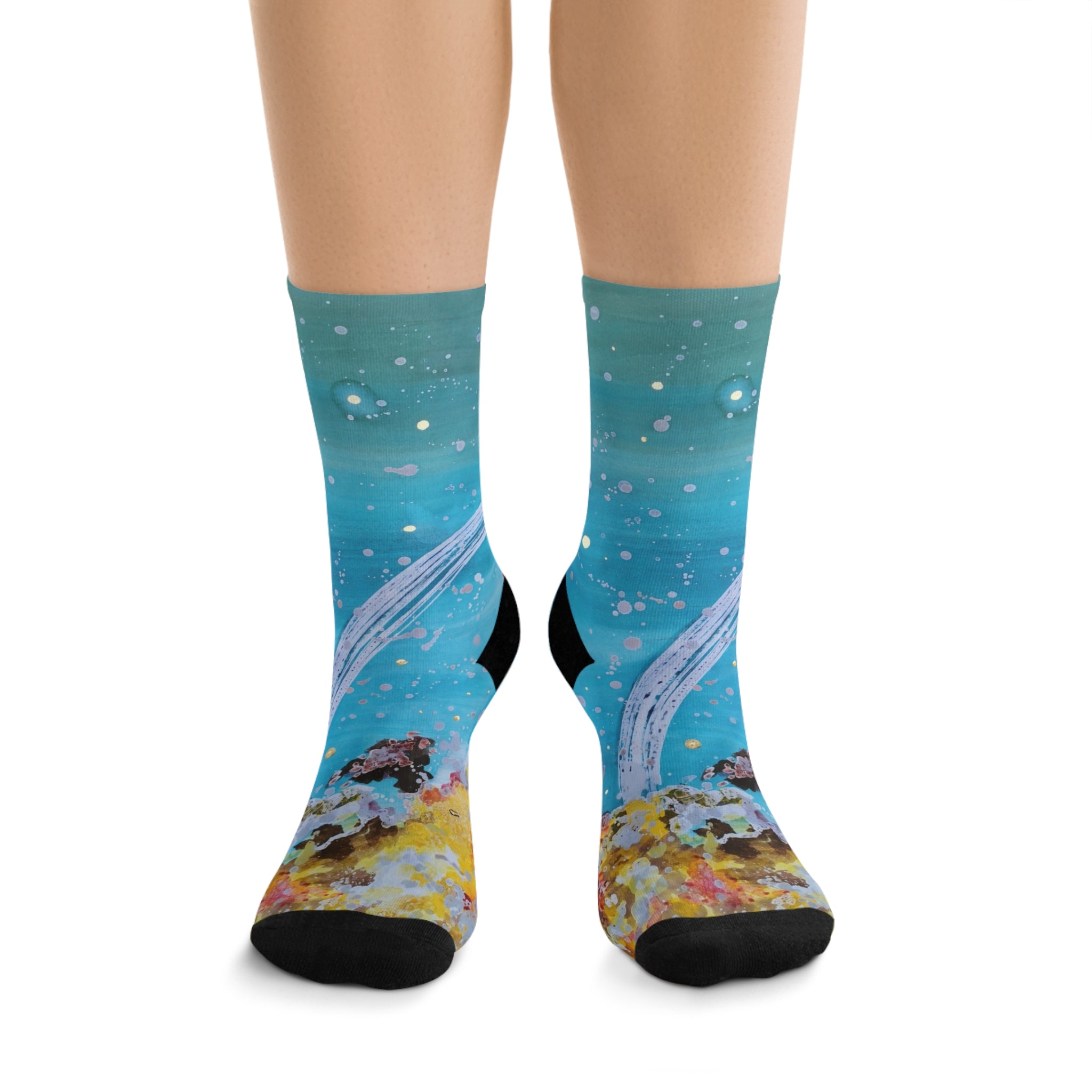 Ocean Whale Crew Socks — Recycled Poly Aquatic Print Socks