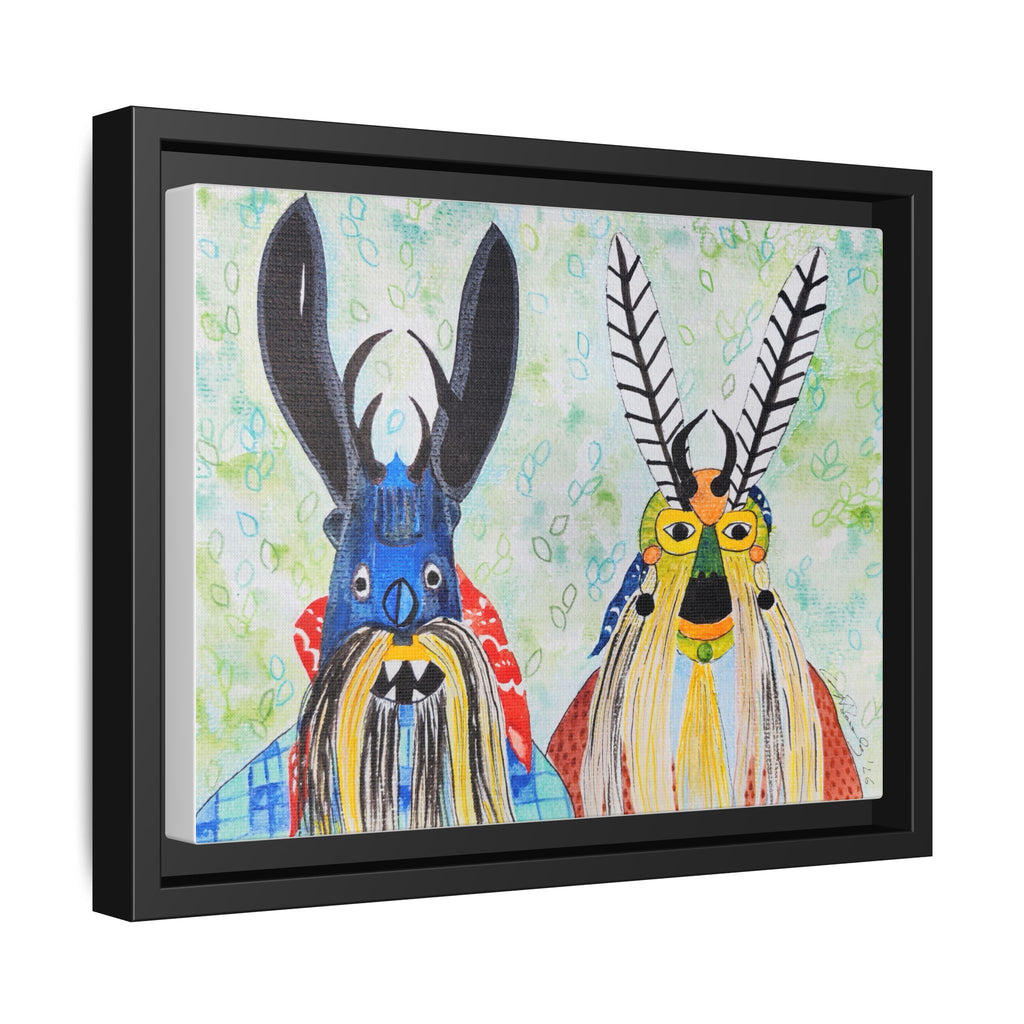 Colorful Folk Mask Matte Canvas Print (Framed)