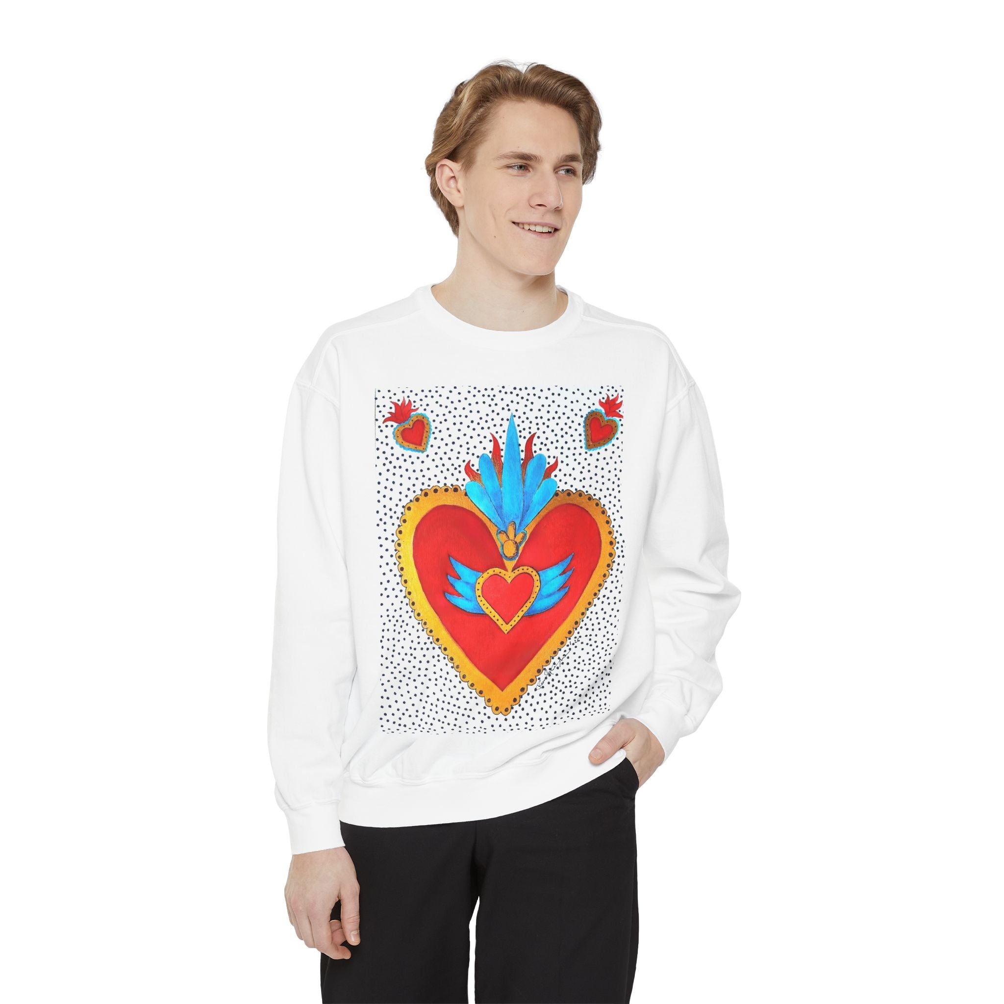 Sacred Heart Sweatshirt — Colorful Folk Art Heart Crewneck