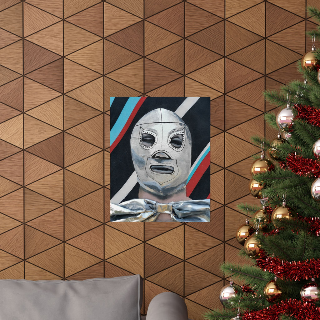 "El Santo" Luchador Mask Matte Poster — Vintage Mexican Wrestling Art Print (Vertical)