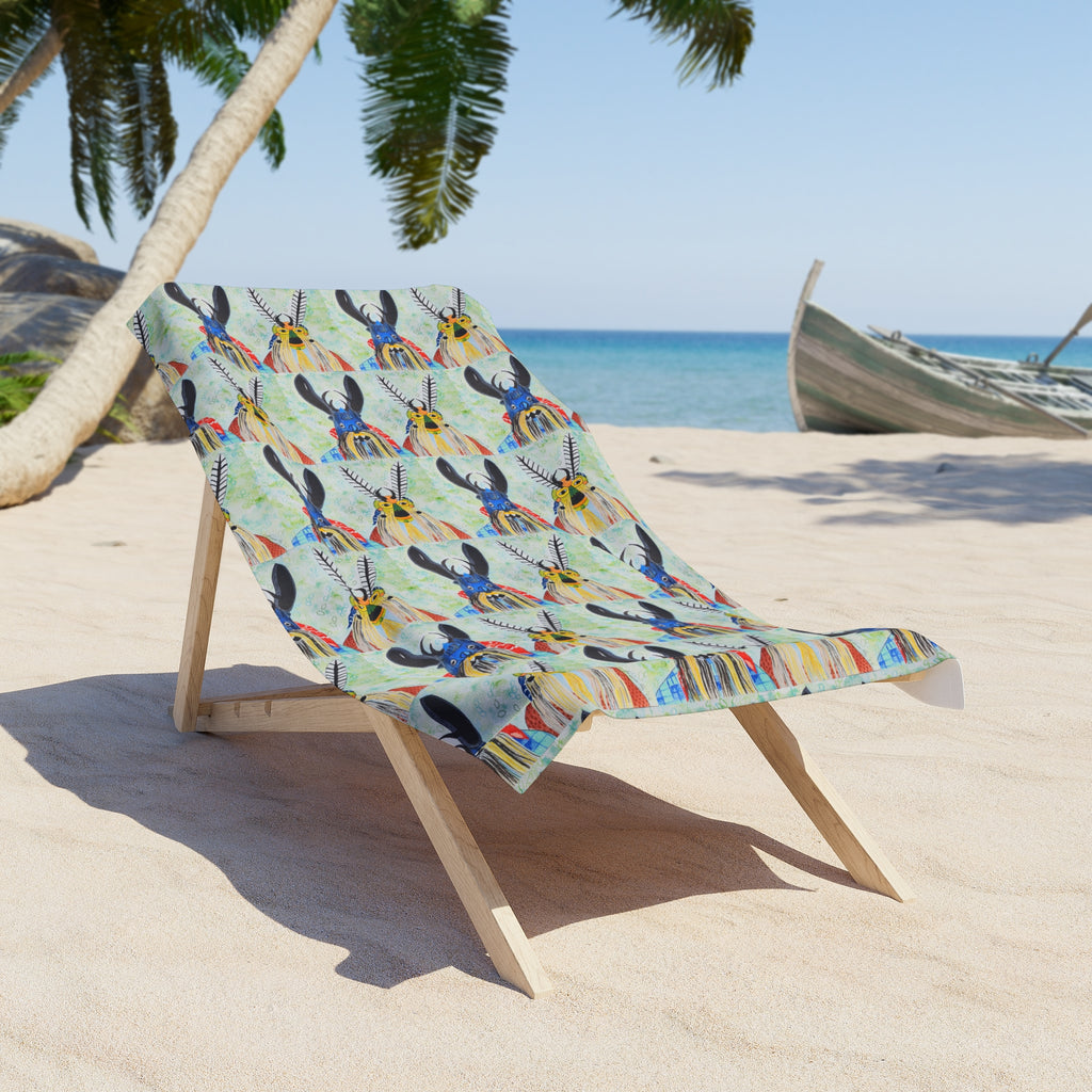 Colorful Toucan Pattern Beach Towel — Tropical Bird Print Summer Towel