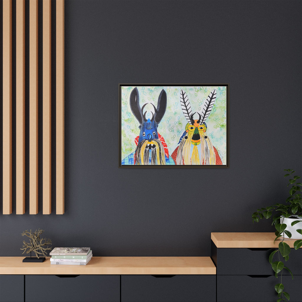 Colorful Folk Mask Matte Canvas Print (Framed)