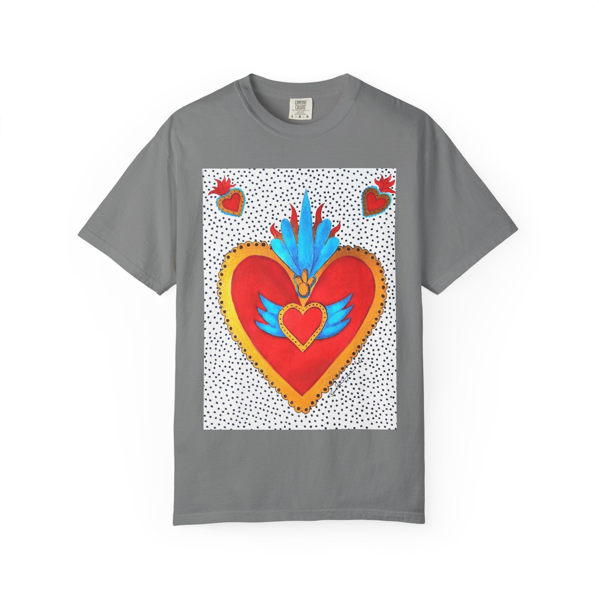 Winged Sacred Heart T-Shirt — Colorful Mexican Folk Art Graphic
