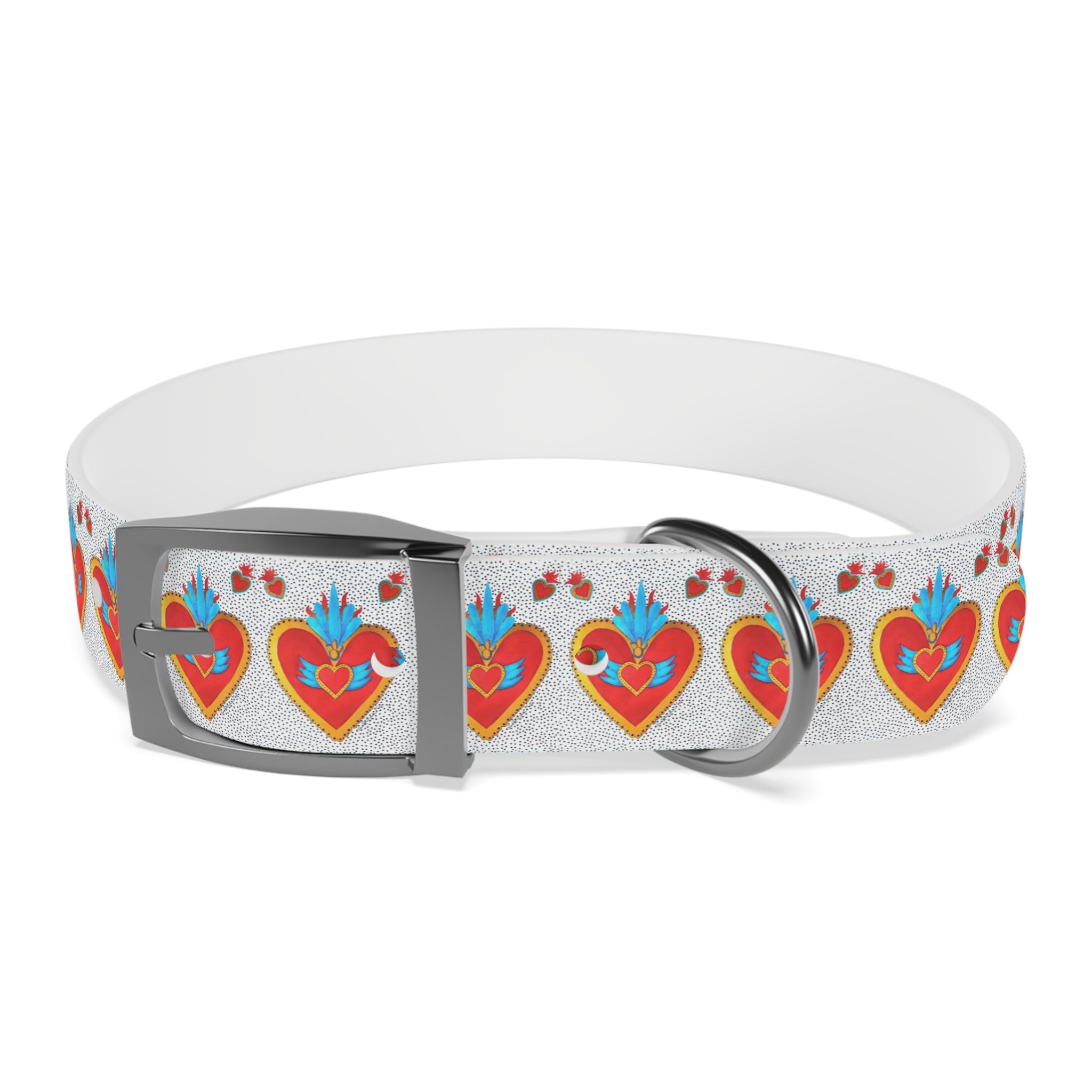 Collier pour chien motif Sacré-Cœur — Motif cœur coloré d'art populaire pour animaux de compagnie