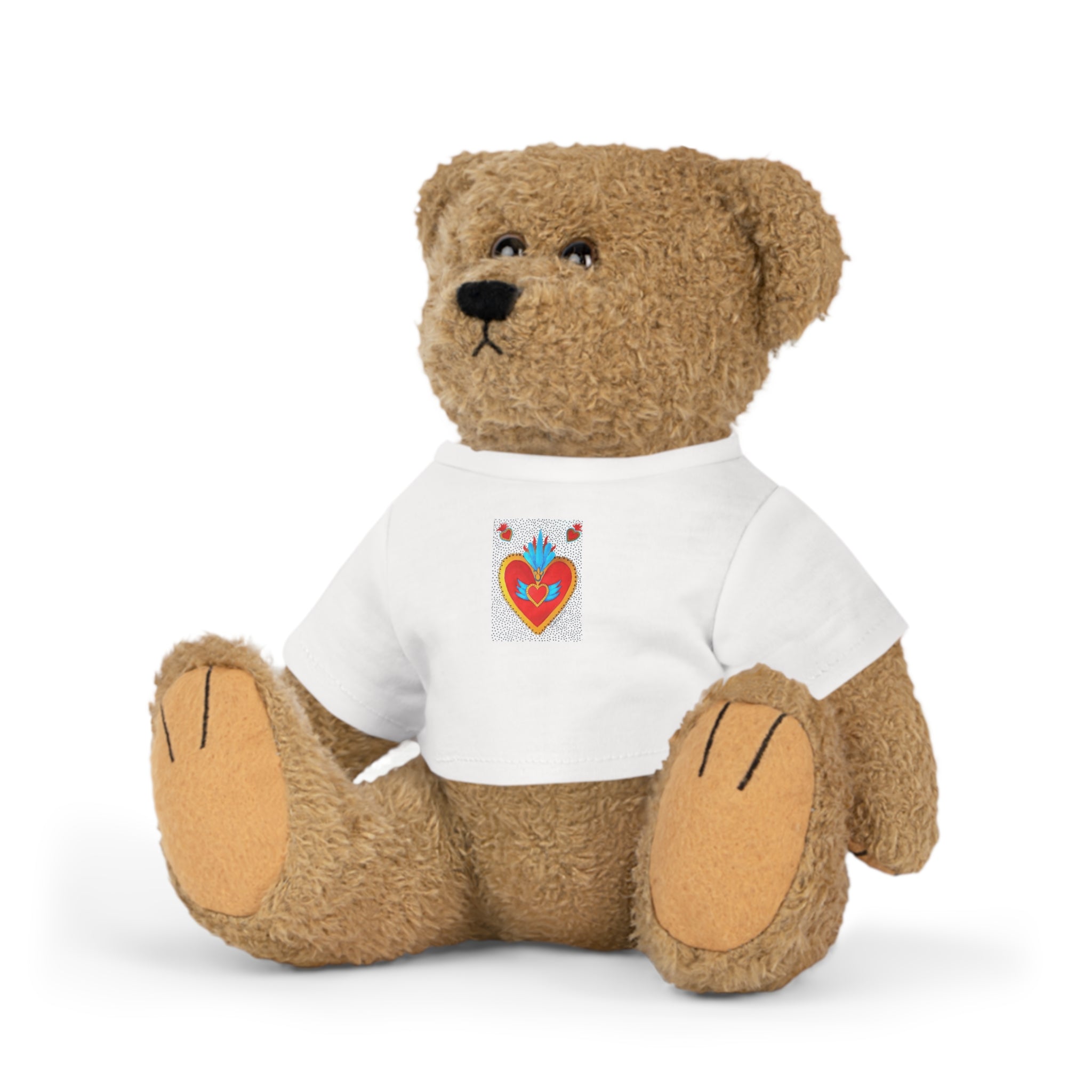 Valentine Heart Folk Art Plush Bear with T‑Shirt