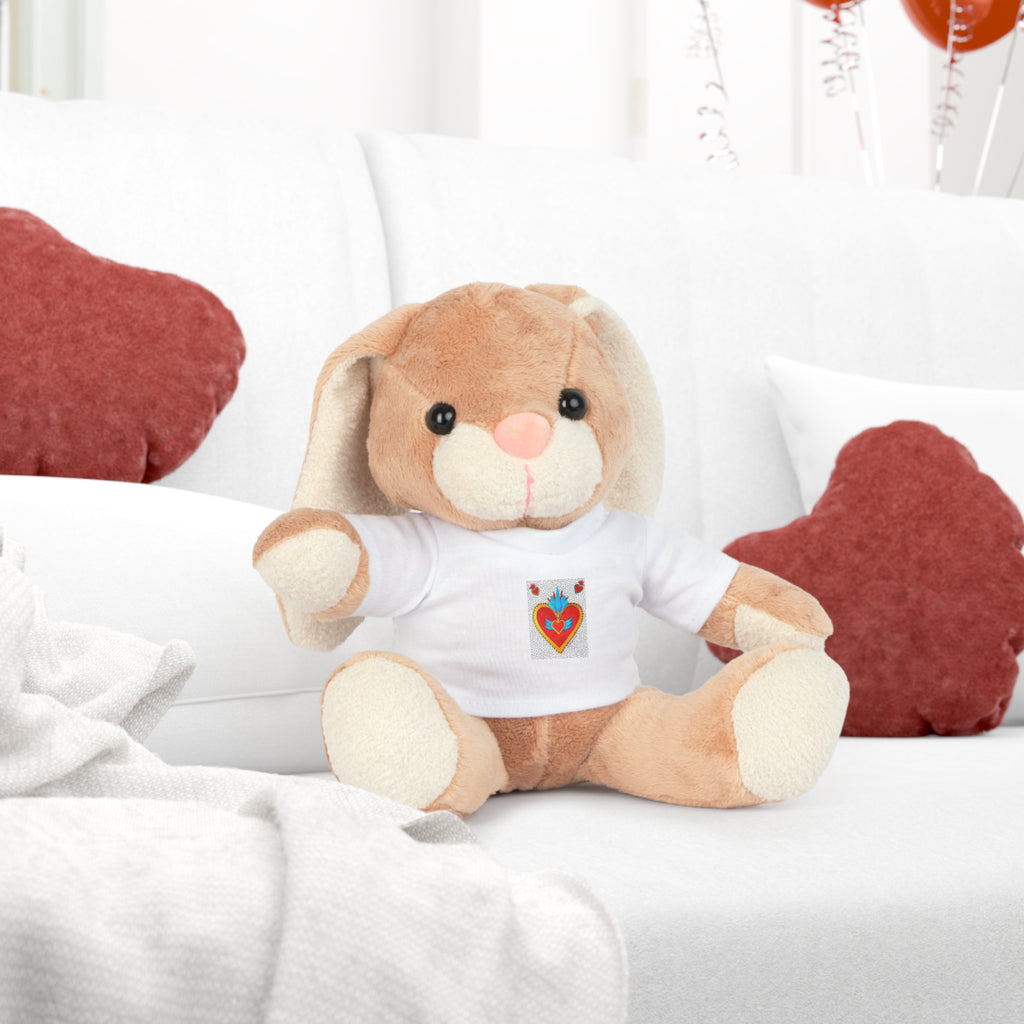 Valentine Heart Folk Art Plush Bear with T‑Shirt