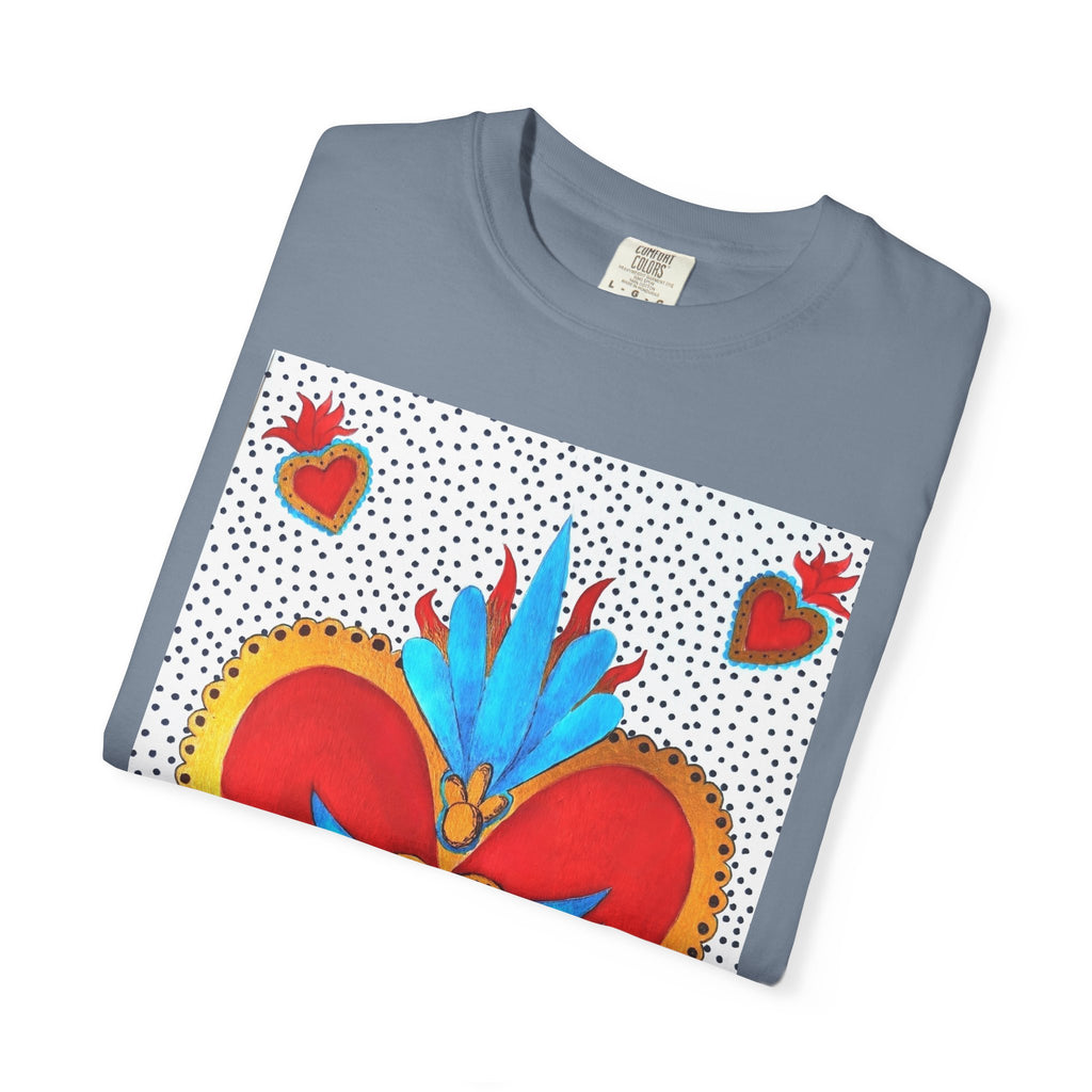 T-shirt Cœur Sacré ailé — Motif d'art populaire mexicain coloré